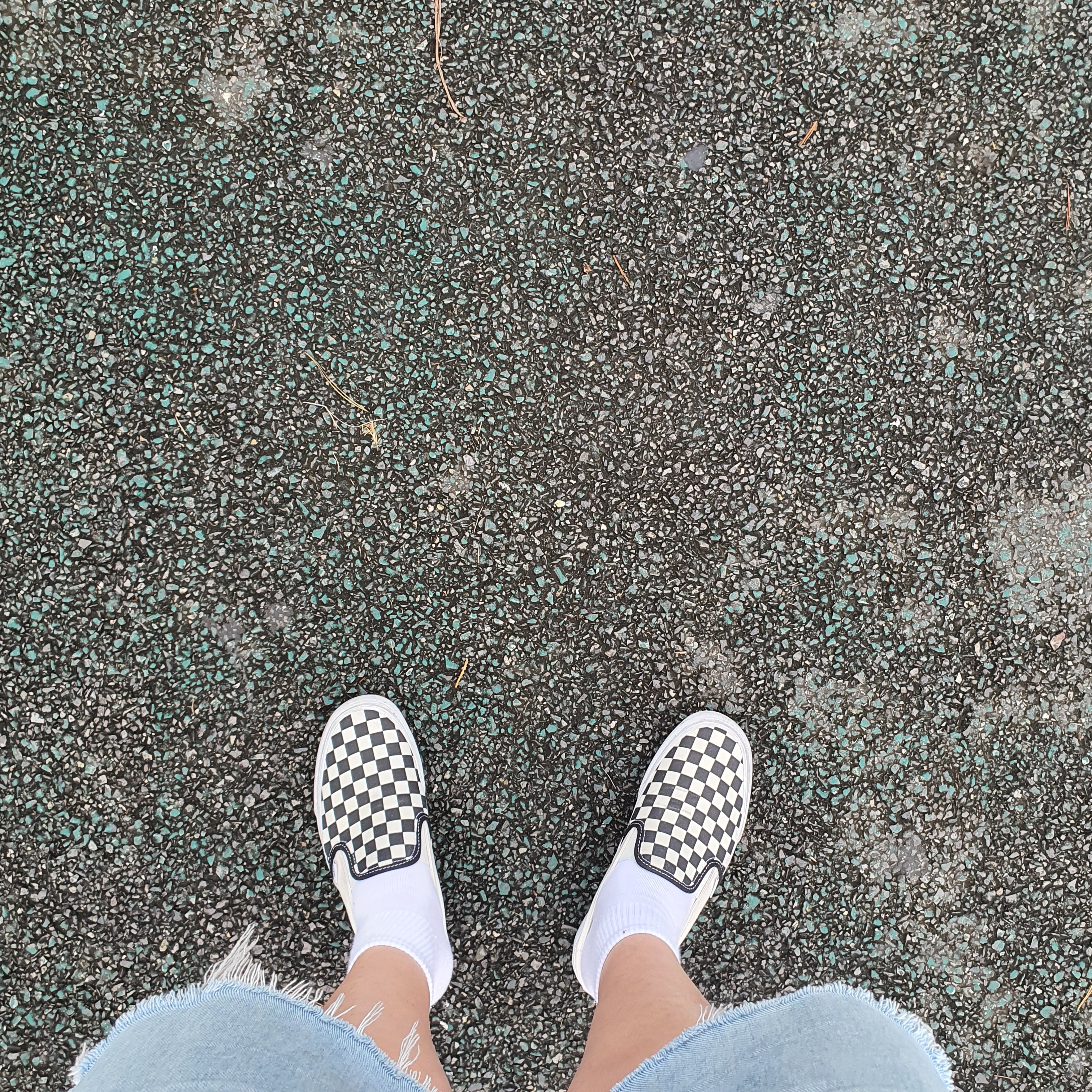 Vans Classic Slip-On Mule Checkerboard Black White 착용 스타일