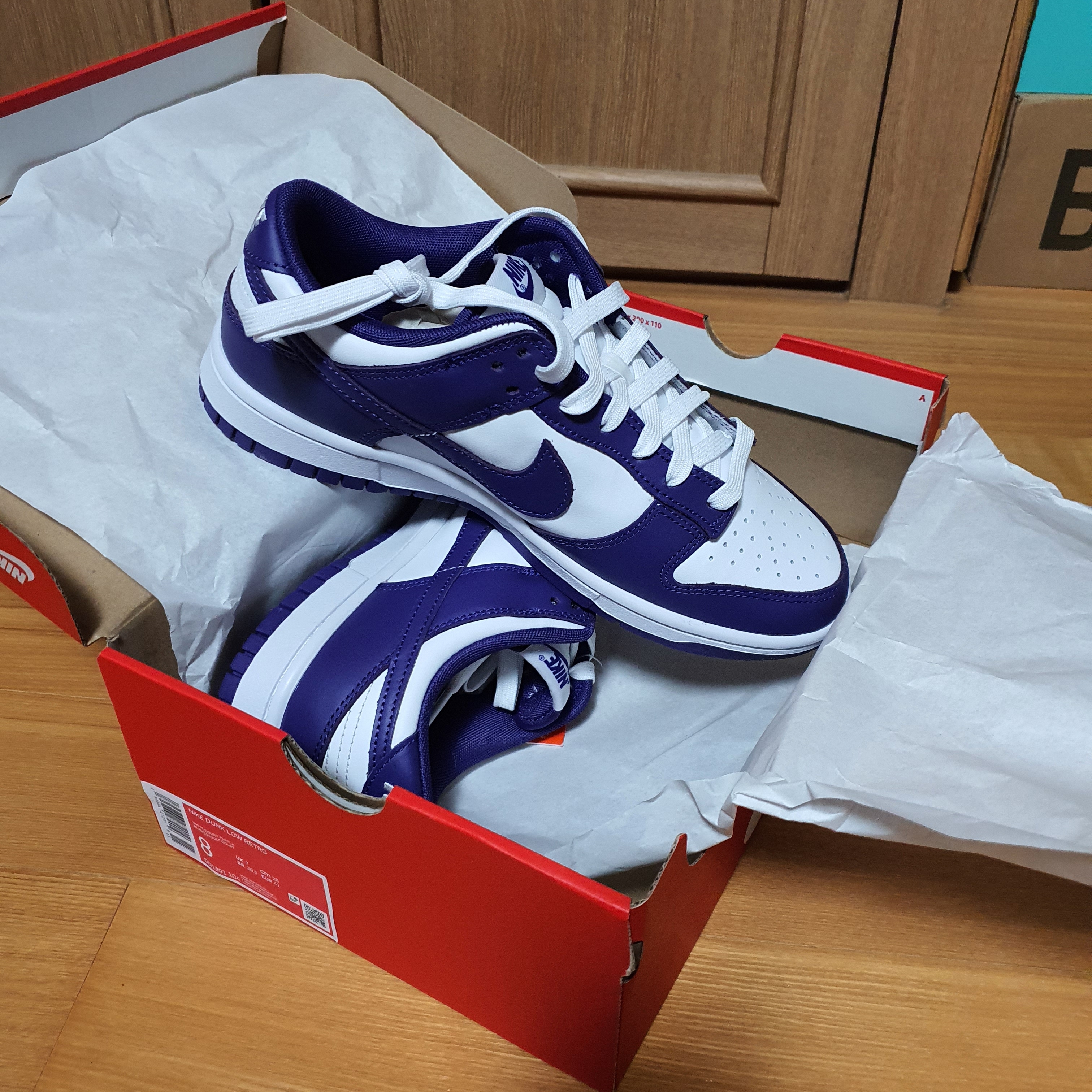 Nike Dunk Low Retro Championship Court Purple 착용 스타일 - 1