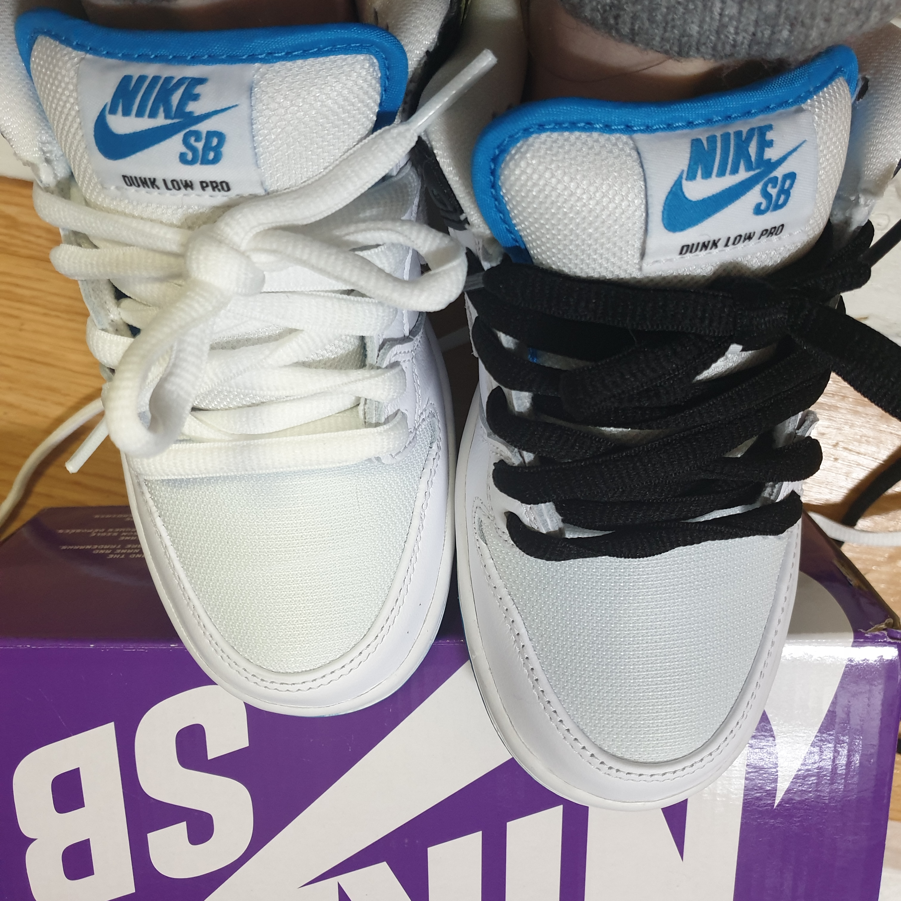 Nike SB Dunk Low Pro Laser Blue, (W) Nike Dunk Low Black 착용 스타일