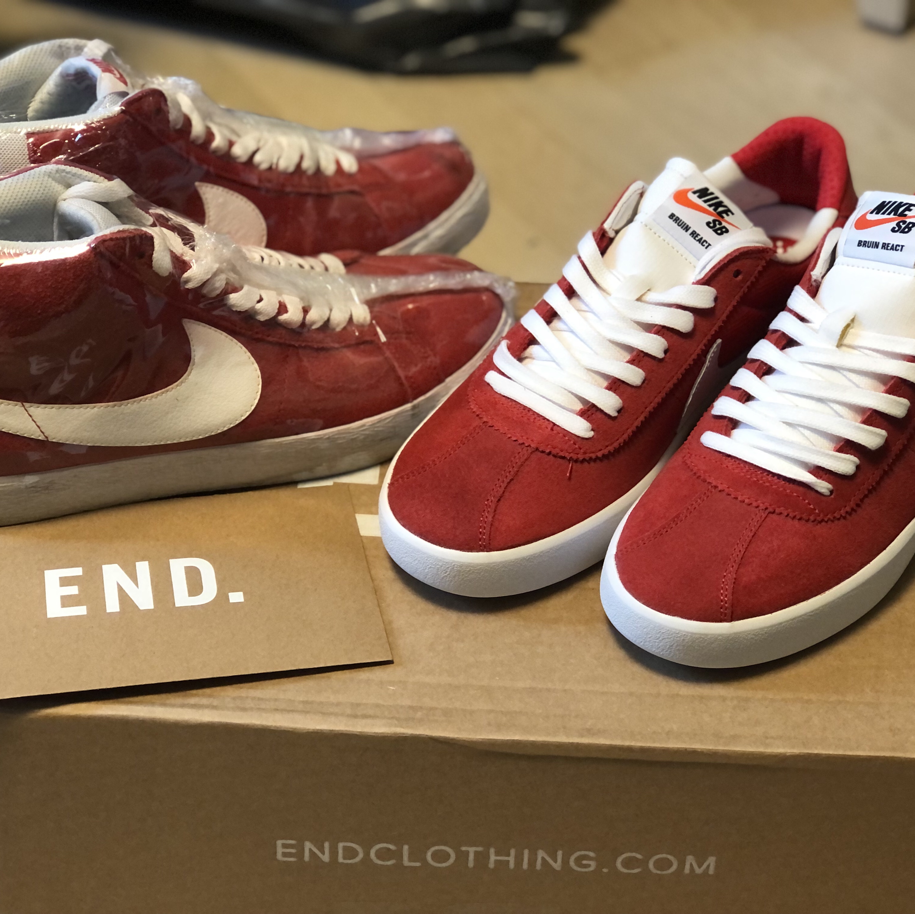 Nike SB Bruin React University Red, Nike SB Blazer Mid Red Suede 2017 착용 스타일 - 3