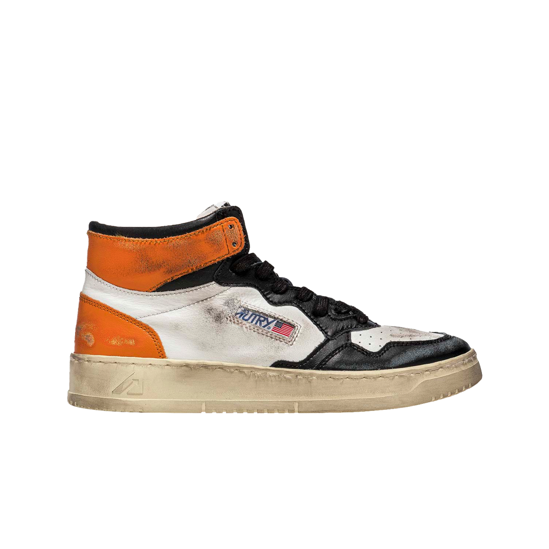 Autry Super Vintage Medalist Mid Leather Sneakers White Black Orange 상세 이미지 1