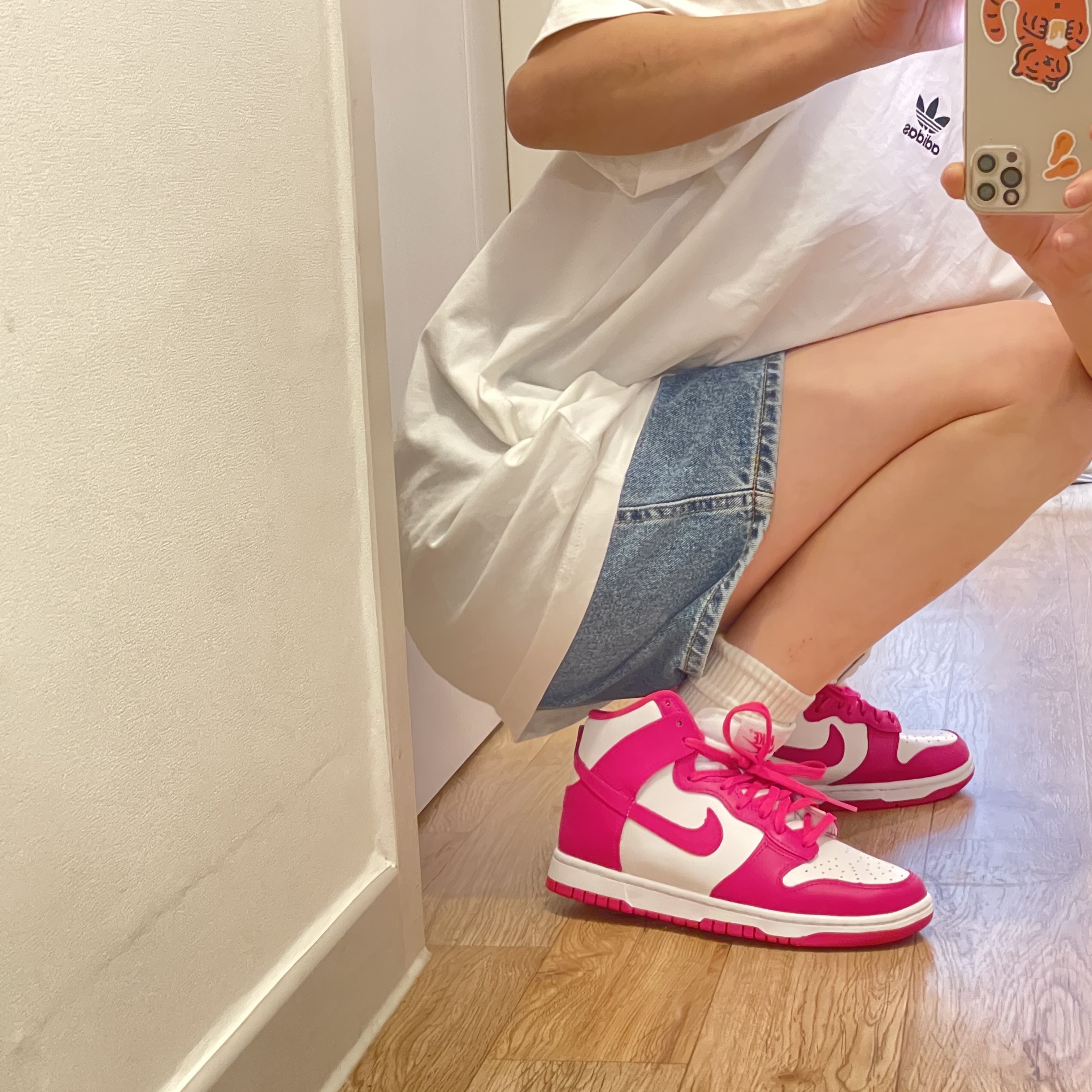 (W) Nike Dunk High Pink Prime 착용 스타일