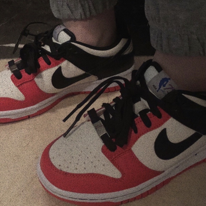 (GS) Nike x NBA Dunk Low Black and Chile Red 착용 스타일