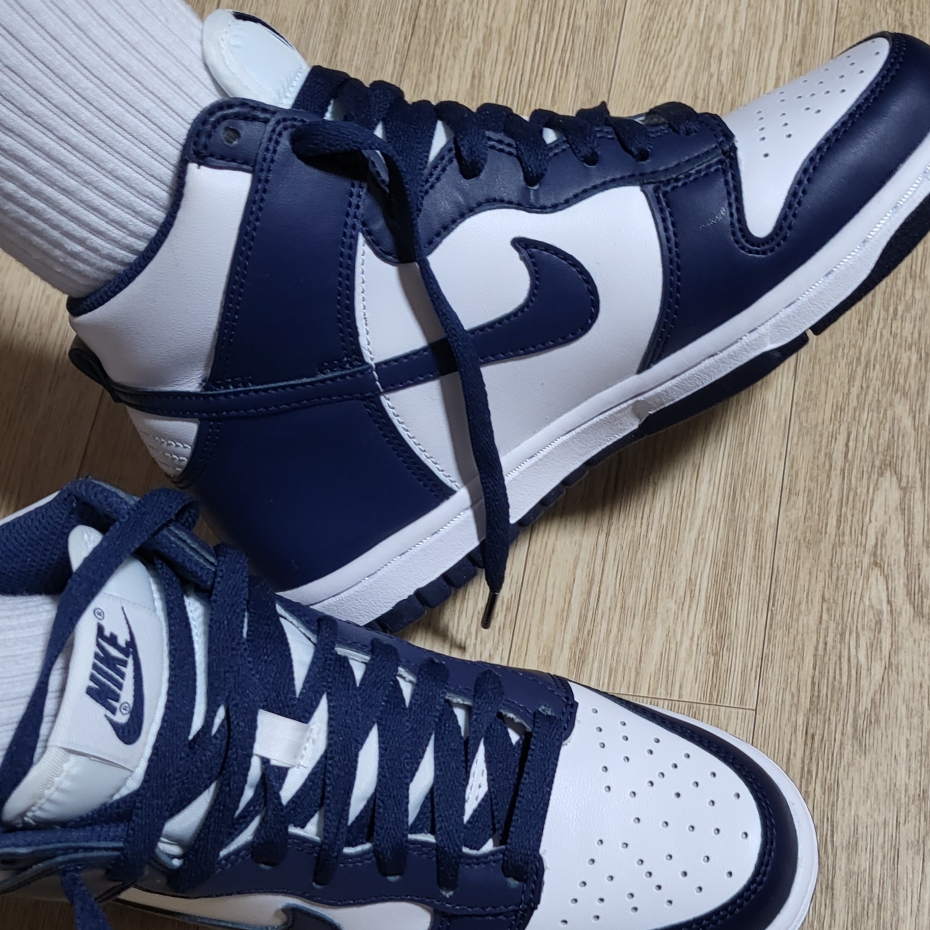 (GS) Nike Dunk High Championship Navy, Nike Dunk High Retro Championship Navy 착용 스타일