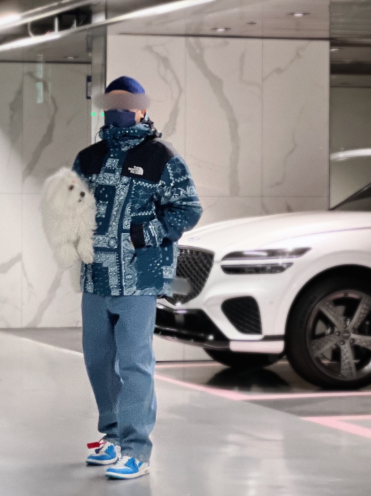 The North Face Novelty GTX Mountain Jacket Peacock Blue, Jordan 1 x Off-White Retro High University Blue 착용 스타일 - 3