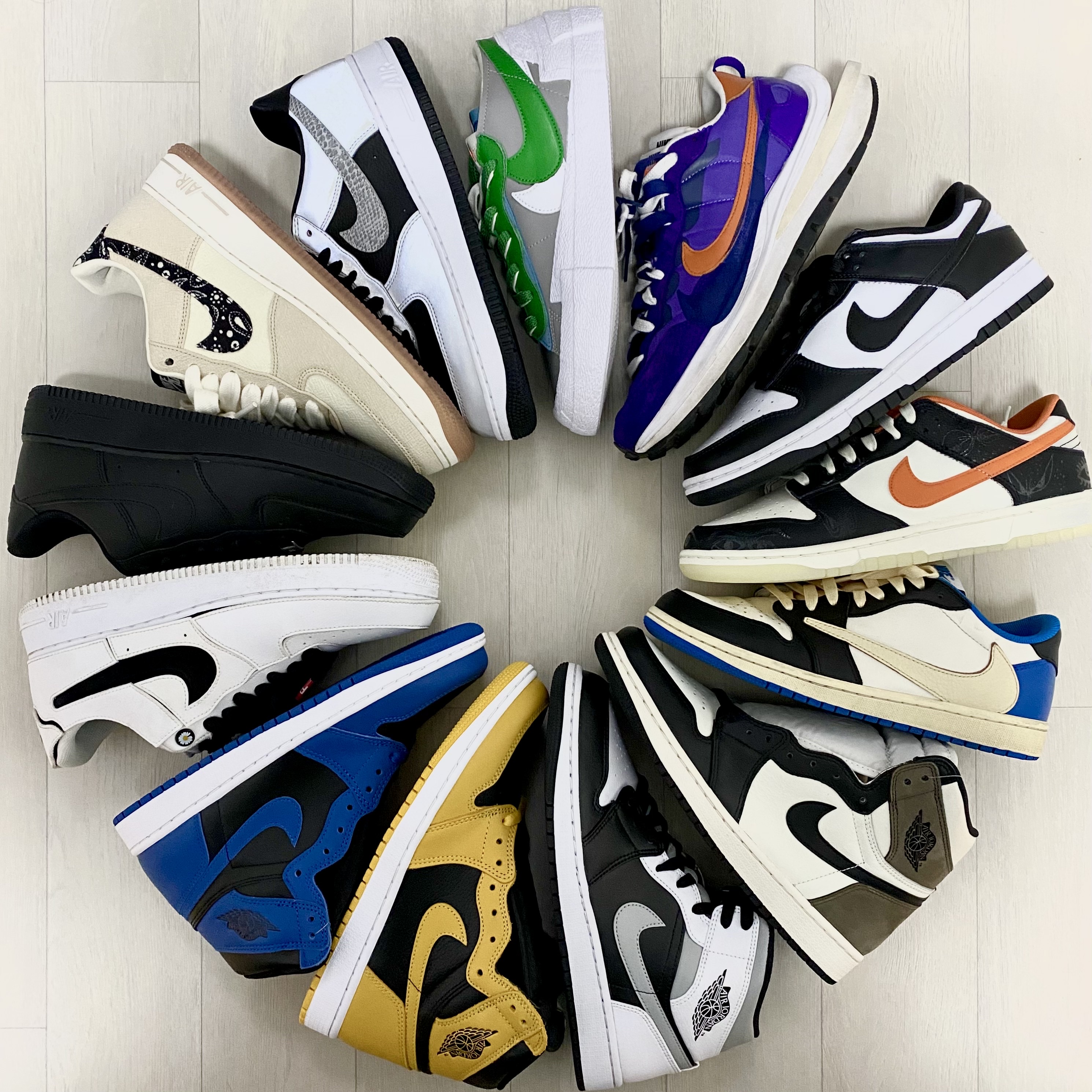 Nike Dunk Low Retro Black, Nike x Sacai VaporWaffle Dark Iris 착용 스타일