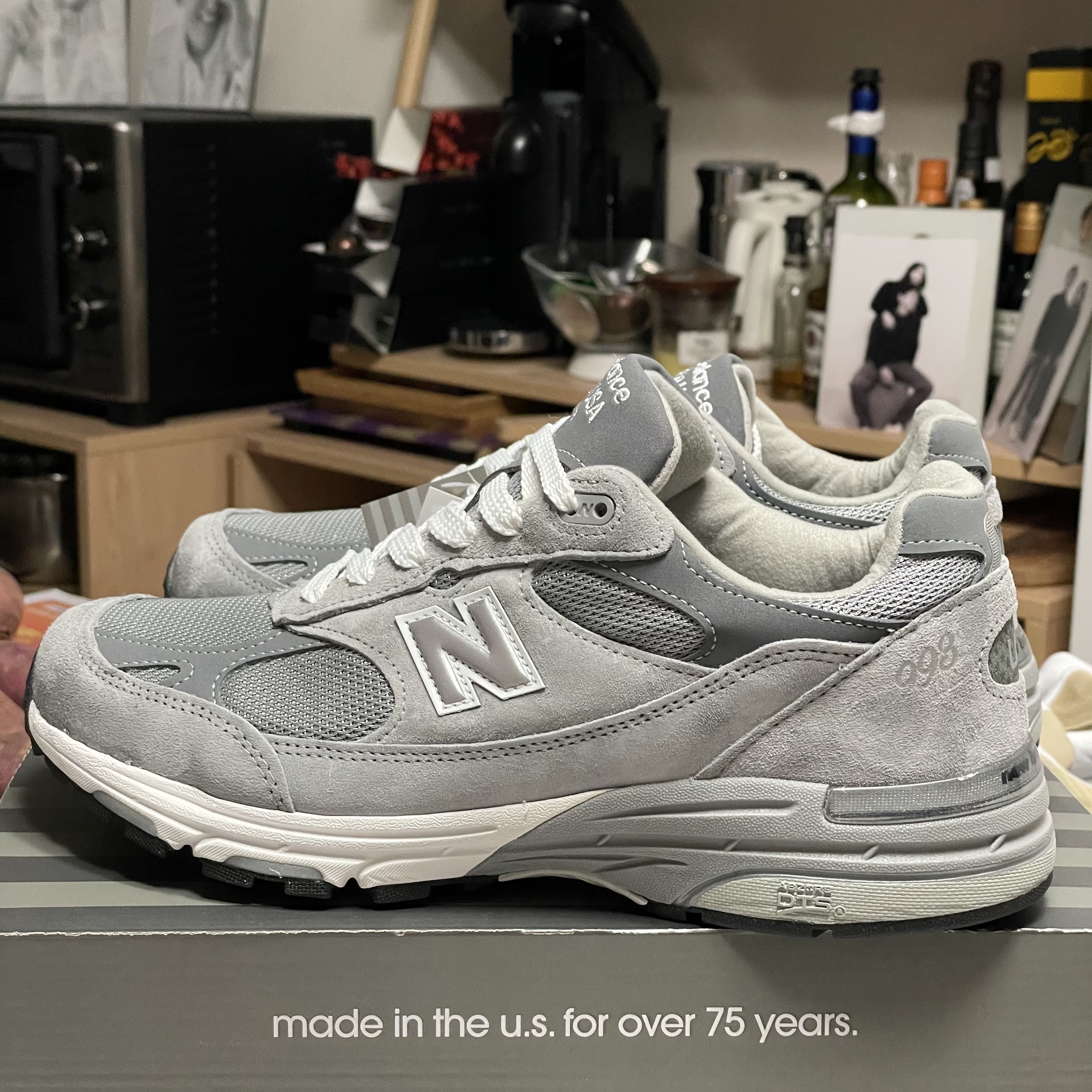 New Balance 993 Made in USA Grey - 2E Wide 착용 스타일 - 1