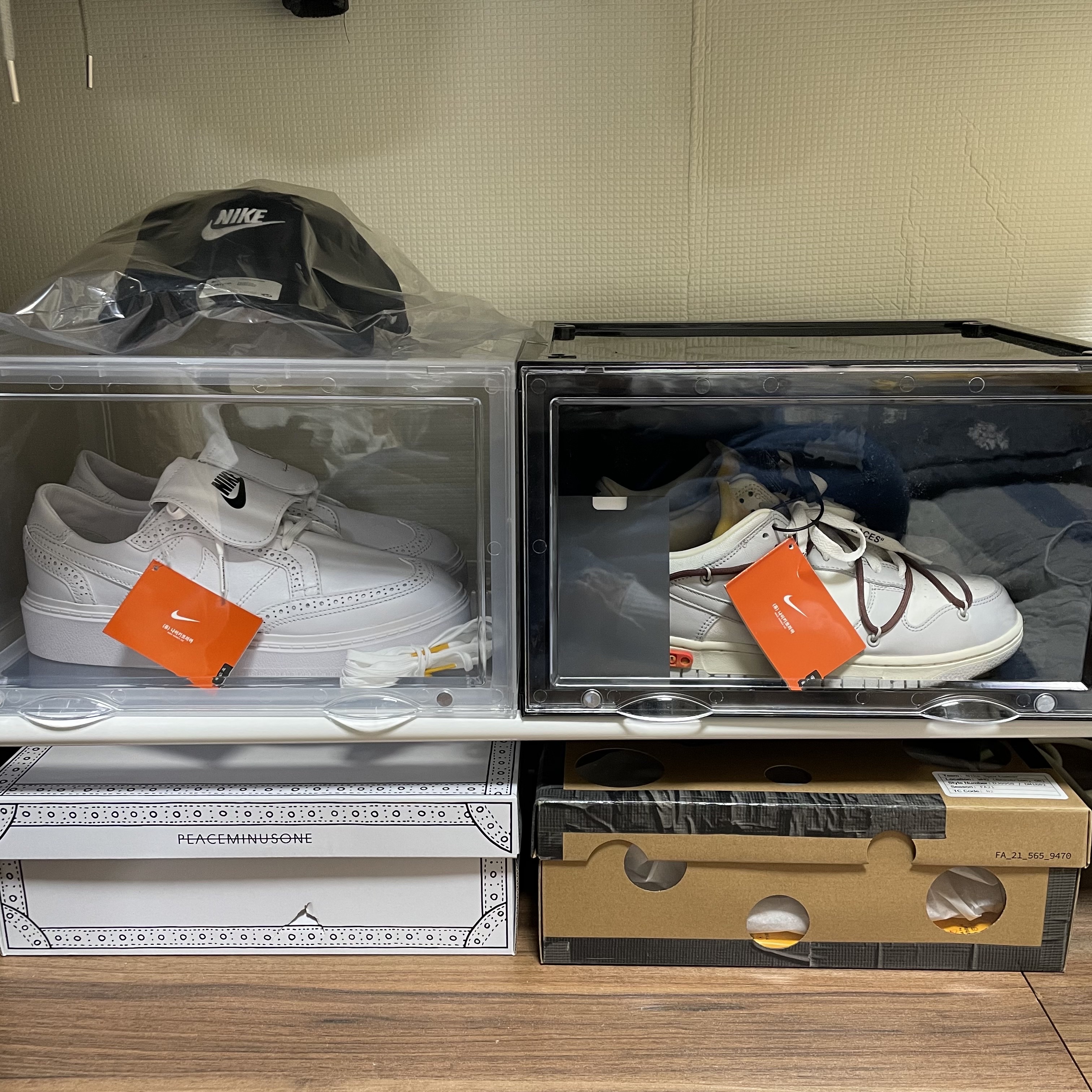 Nike x Off-White Dunk Low The 50 - Lot 46, Nike x Peaceminusone Kwondo1 White 착용 스타일