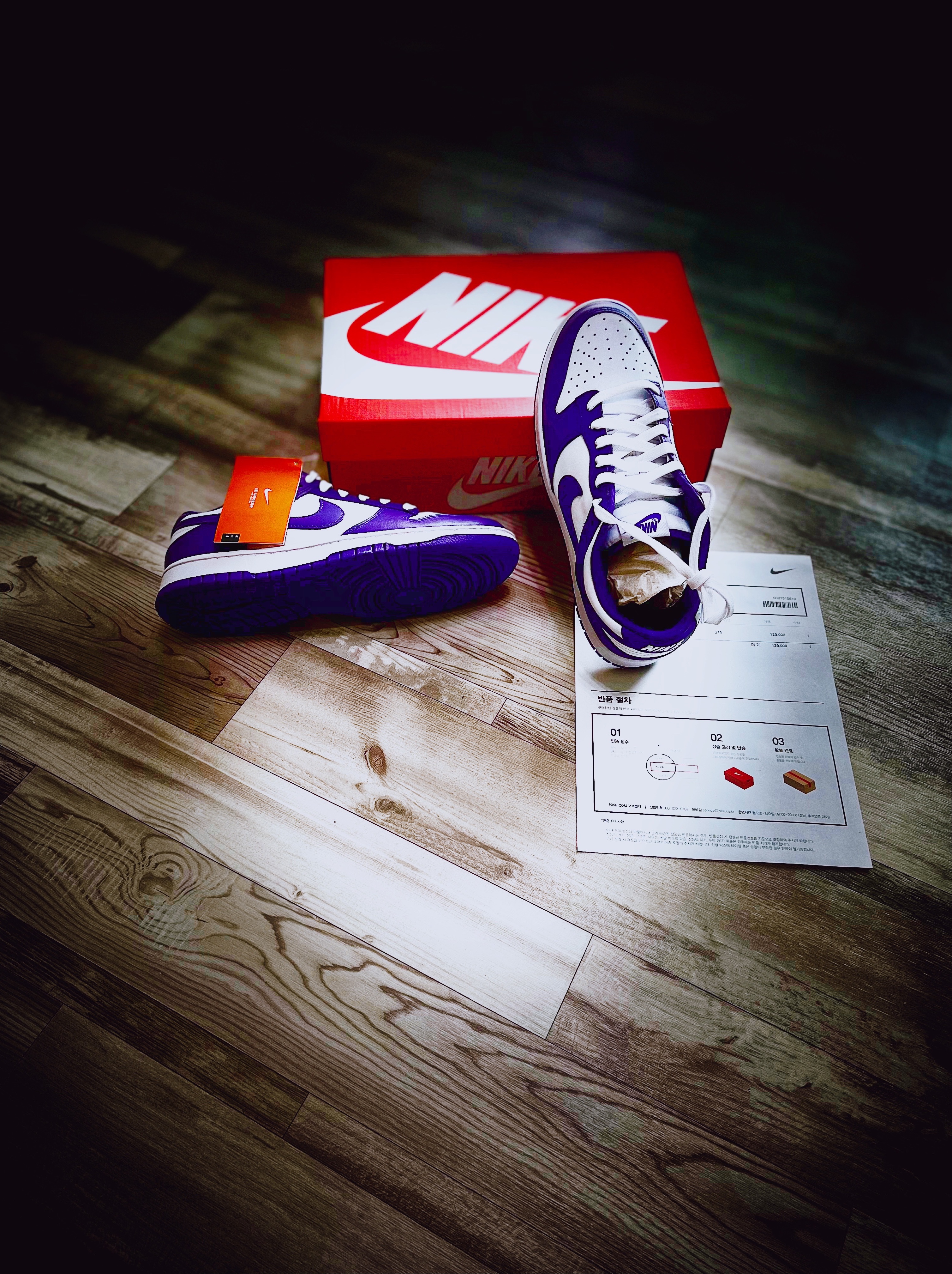 Nike Dunk Low Retro Championship Court Purple, Supreme x Nike Leather Anorak Black - 19FW 착용 스타일 - 3