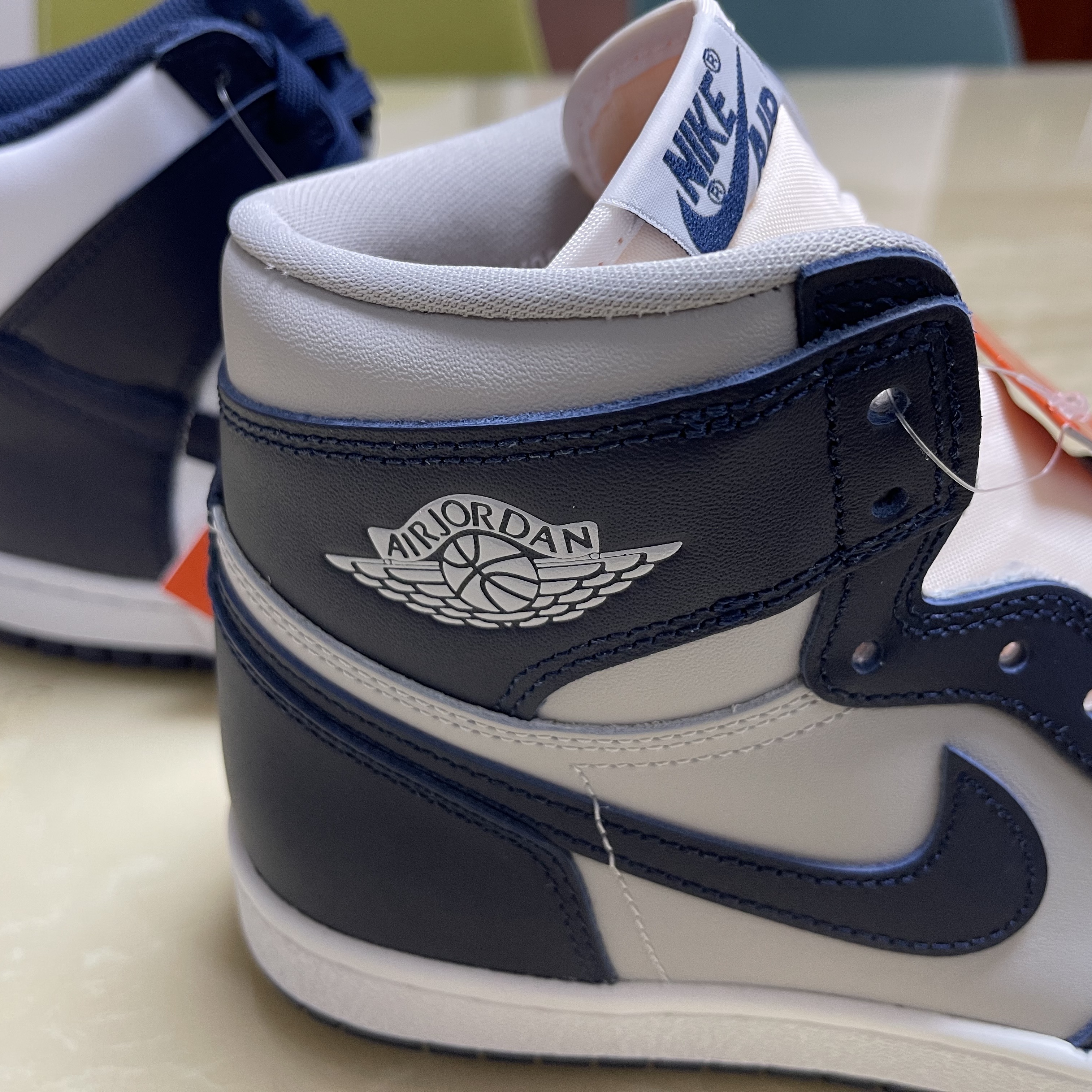 Jordan 1 High 85 College Navy, Nike Dunk High Retro Championship Navy 착용 스타일 - 1
