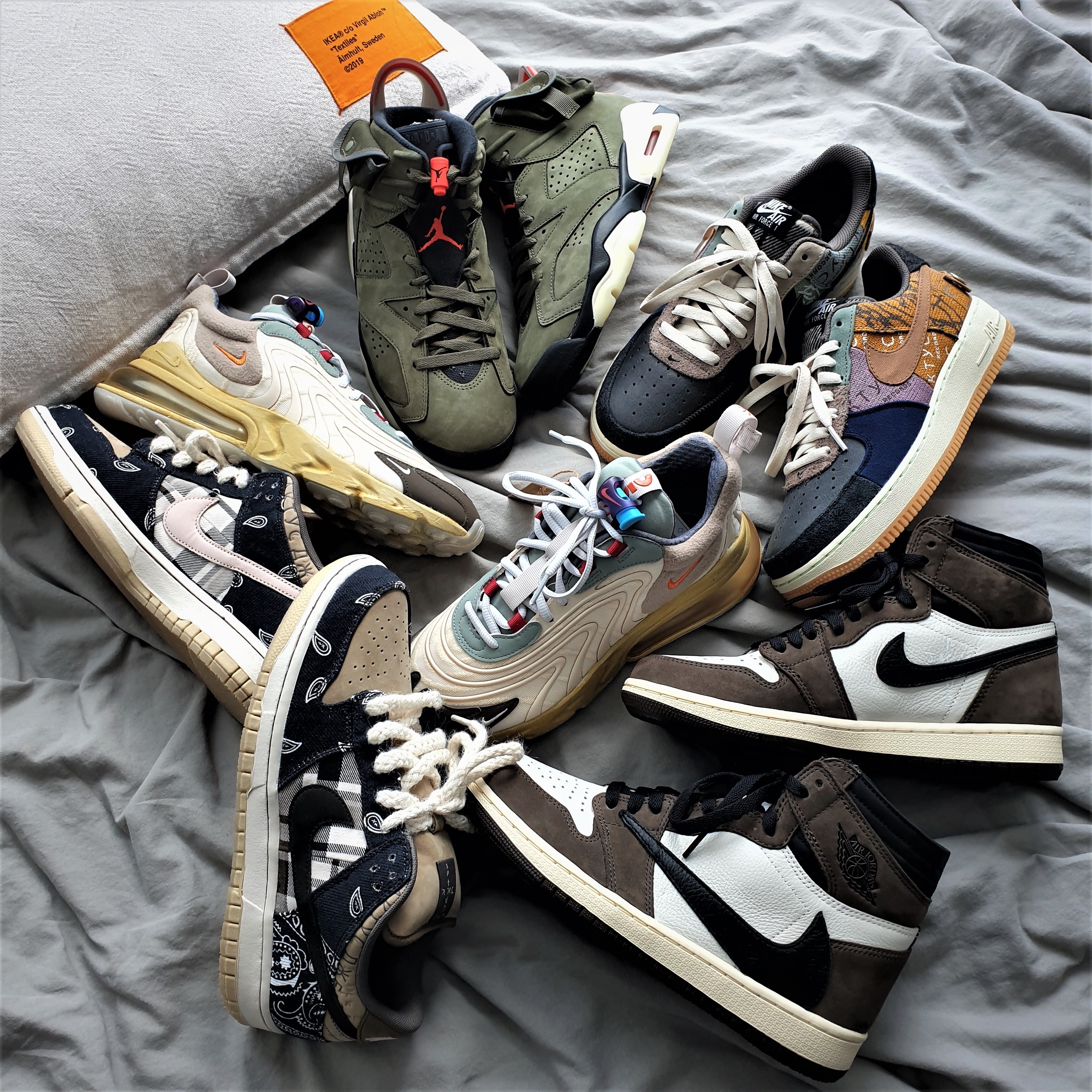 Jordan 1 x Travis Scott Retro High OG SP Mocha, Jordan 6 x Travis Scott Retro Olive 착용 스타일 - 1