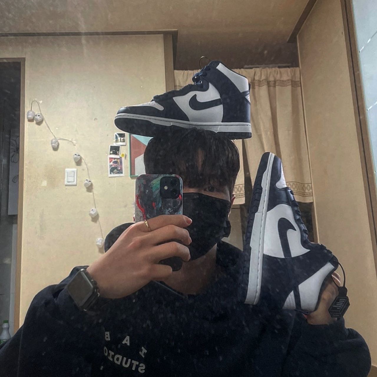IAB Studio Hoodie Navy - 21SS, Nike Dunk High Retro Championship Navy 착용 스타일 - 1