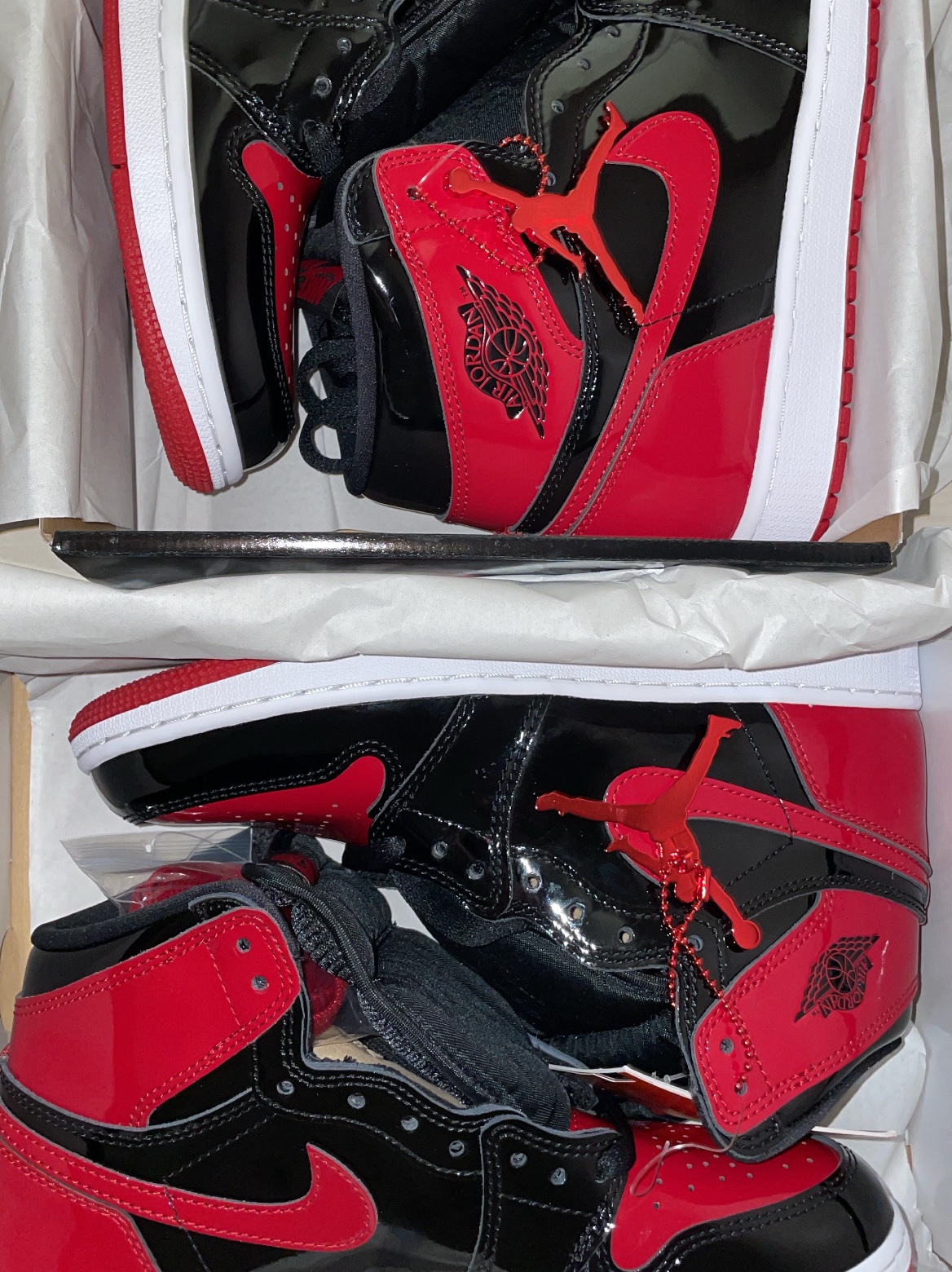 Jordan 1 Retro High OG Patent Bred, (GS) Jordan 1 Retro High OG Patent Bred 착용 스타일 - 2