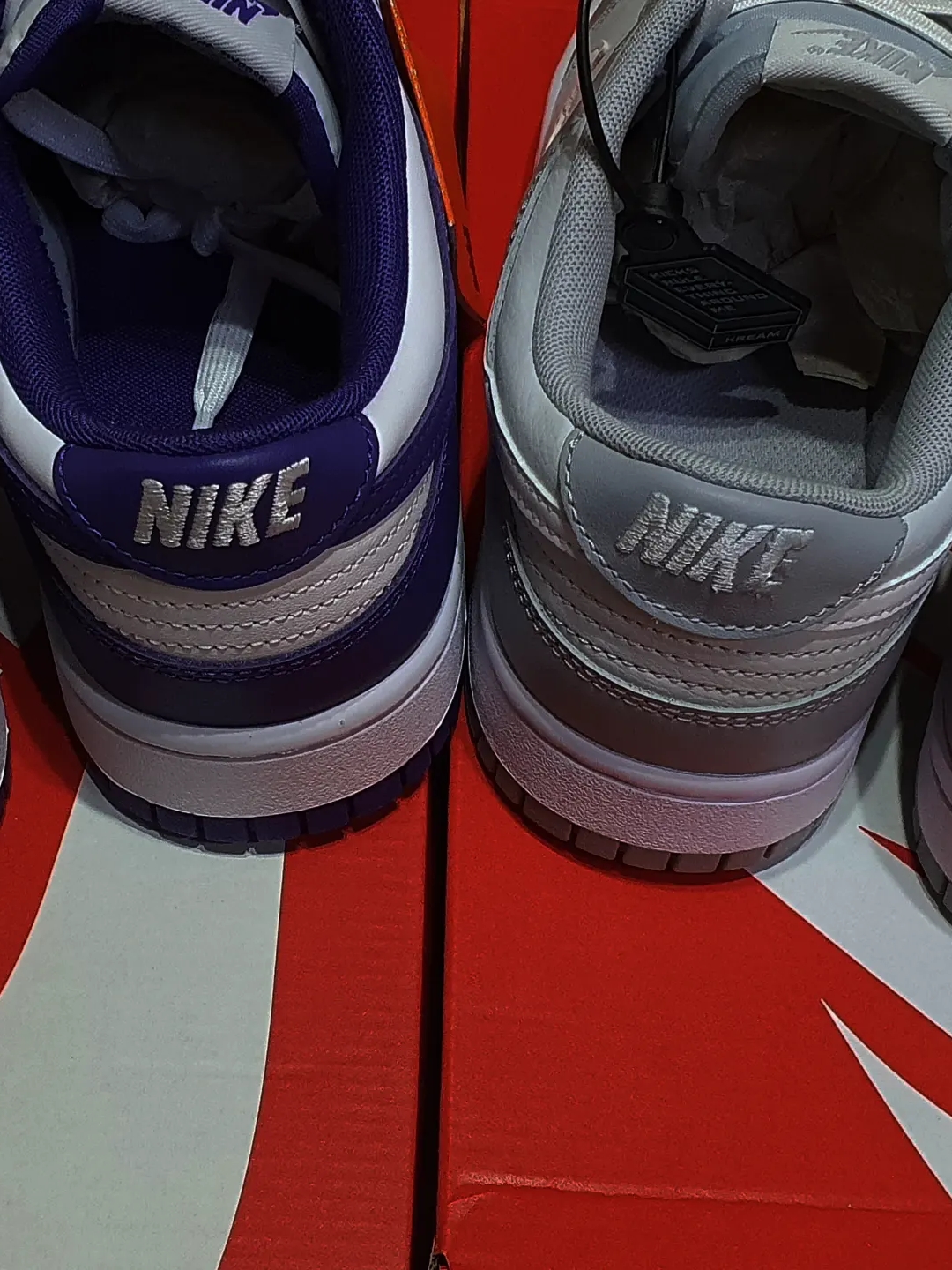 Nike Dunk Low Retro Championship Court Purple, Nike Dunk Low Retro Wolf Grey 착용 스타일 - 2