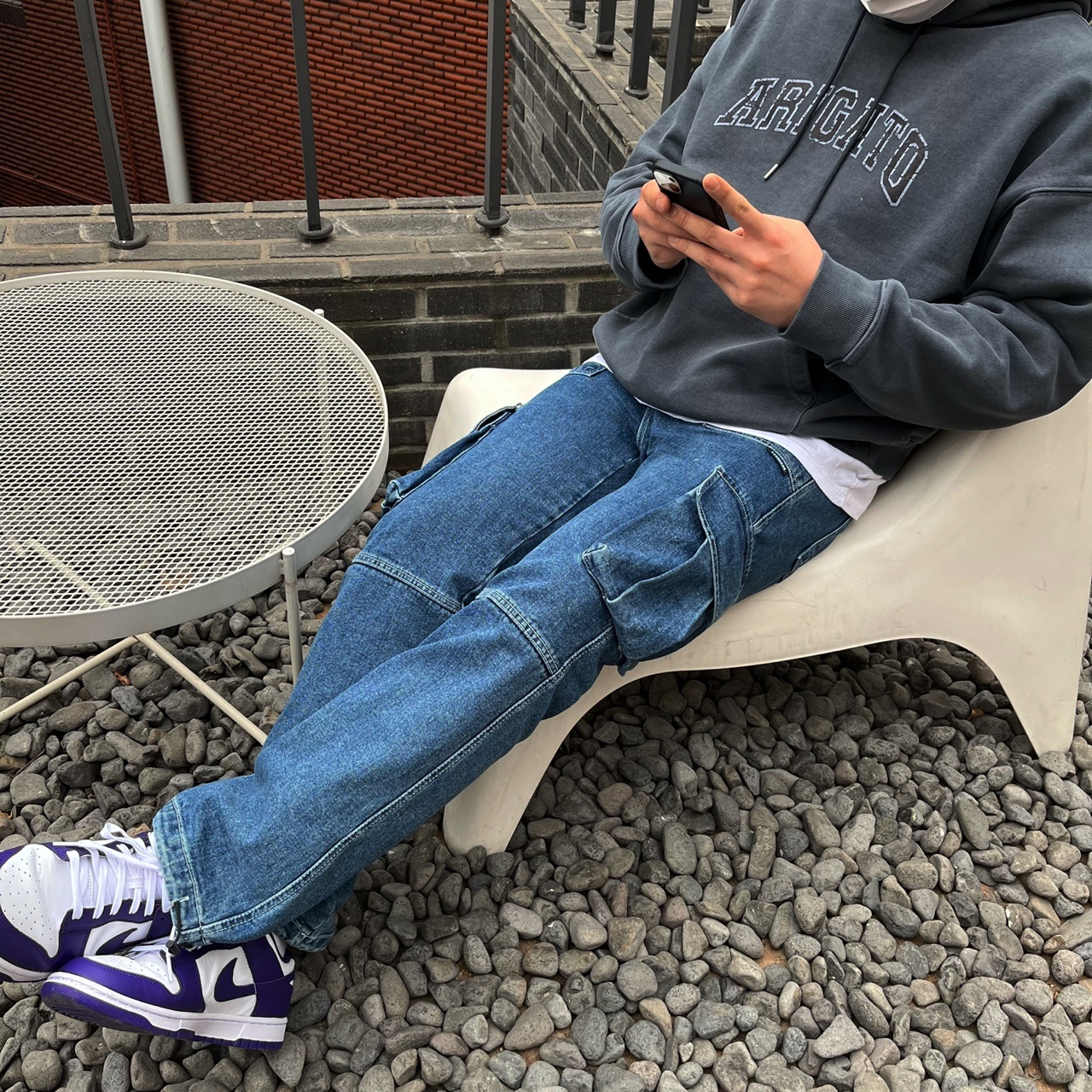 Nike Dunk Low Retro Championship Court Purple 착용 스타일