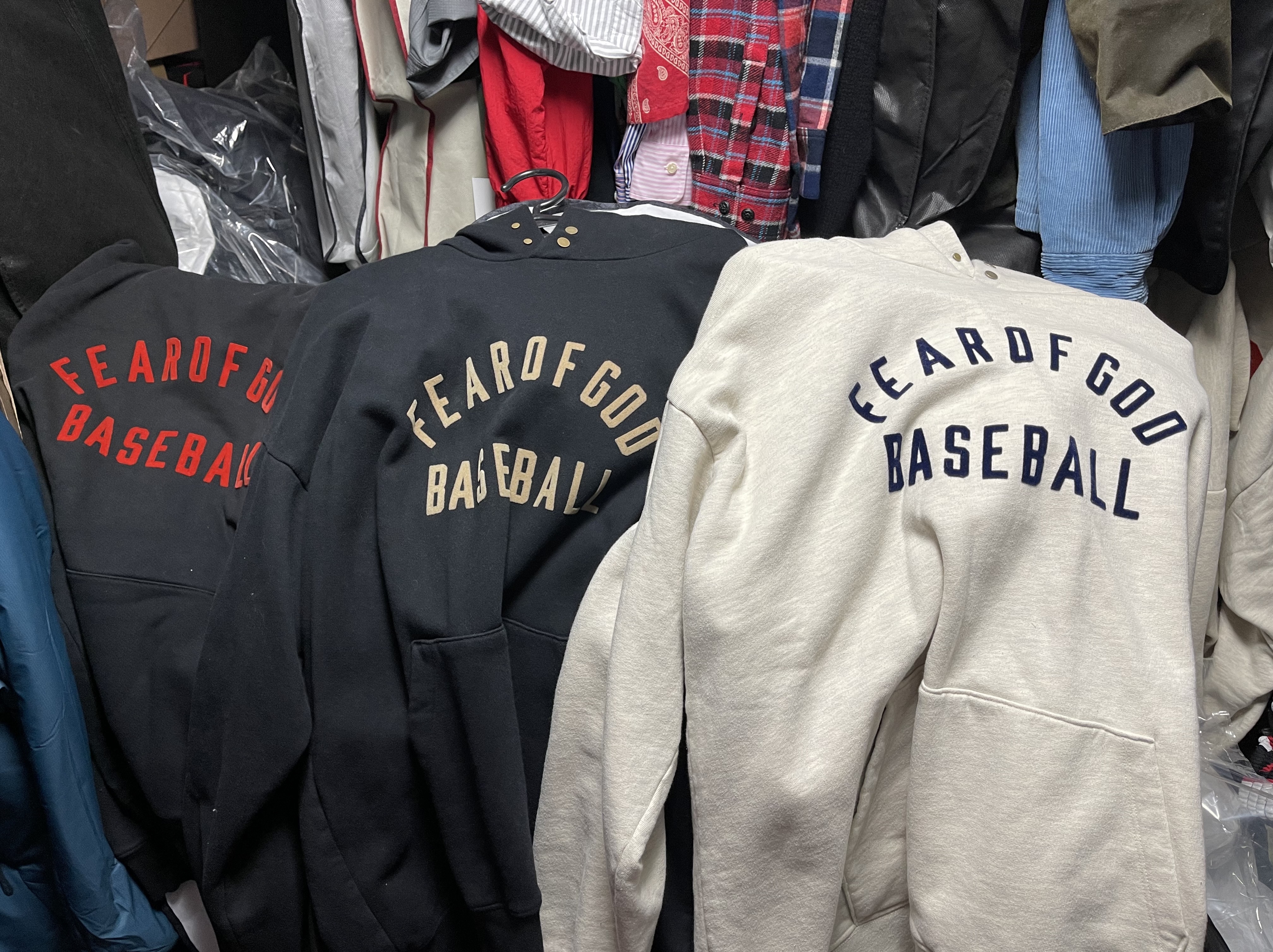 Fear of God Baseball Hoodie Cream Heather 착용 스타일