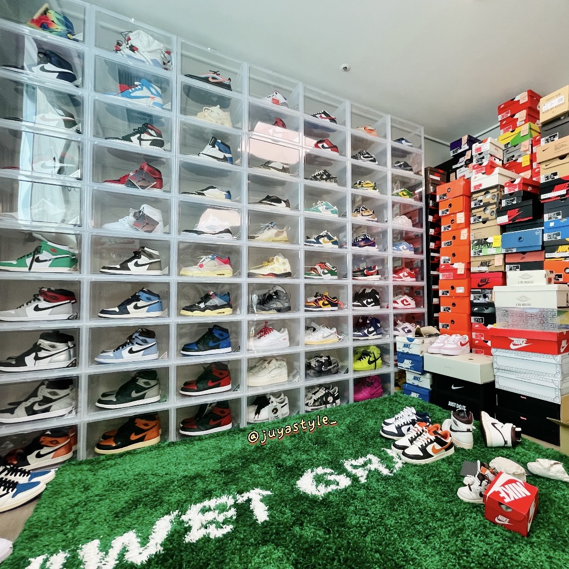 Jordan 1 x Travis Scott x Fragment Retro Low OG SP Military Blue, Jordan 1 x Travis Scott x Fragment Retro High OG SP Military Blue 착용 스타일