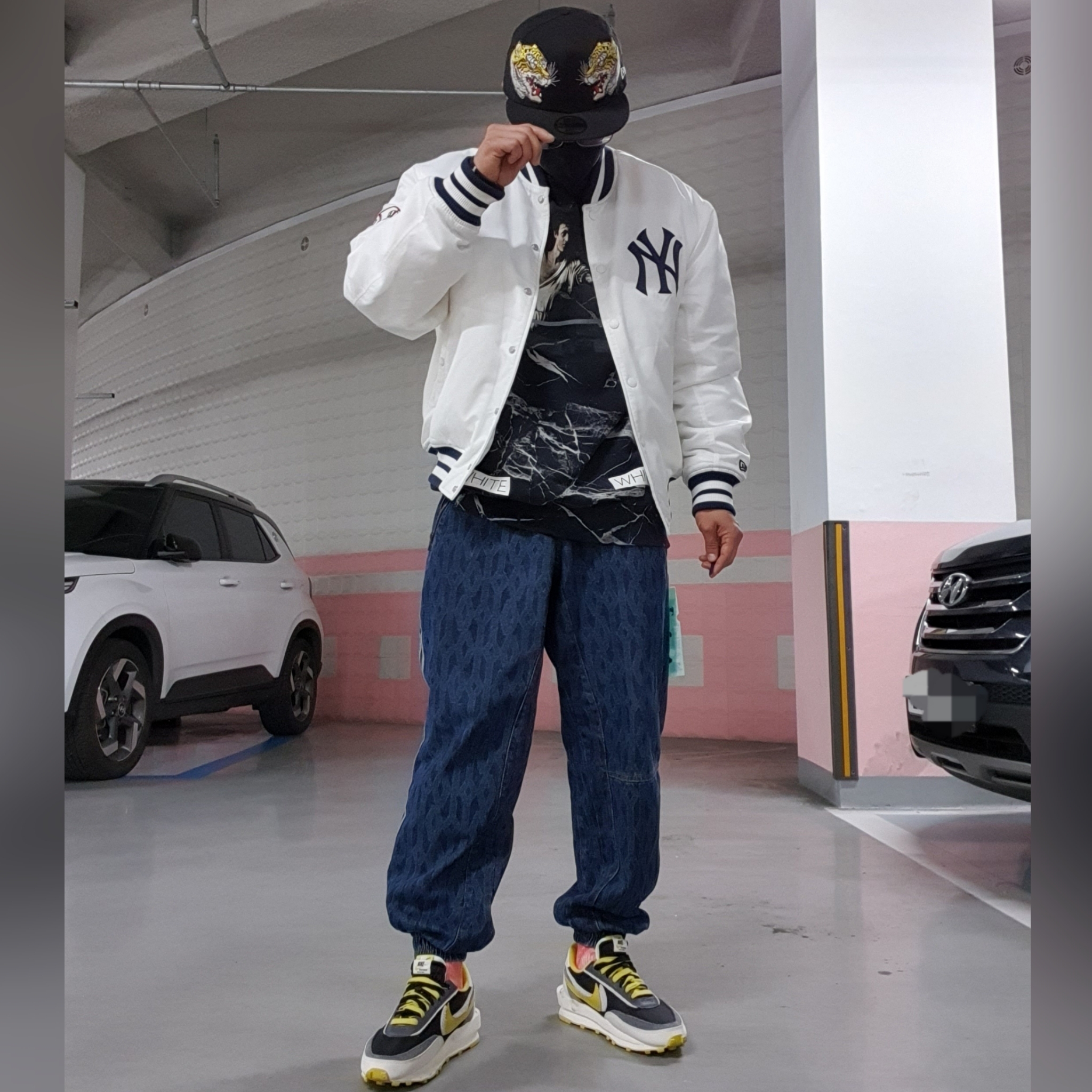 Nike x Sacai x Undercover LDWaffle Black Bright Citron 착용 스타일 - 2