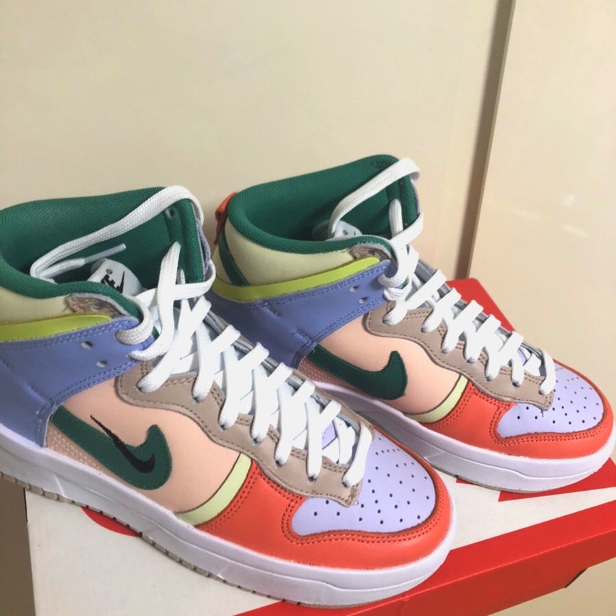 (W) Nike Dunk High Up Pastels 착용 스타일 - 1
