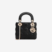 Dior Mini Lady Bag Cannage Lambskin Black Gold