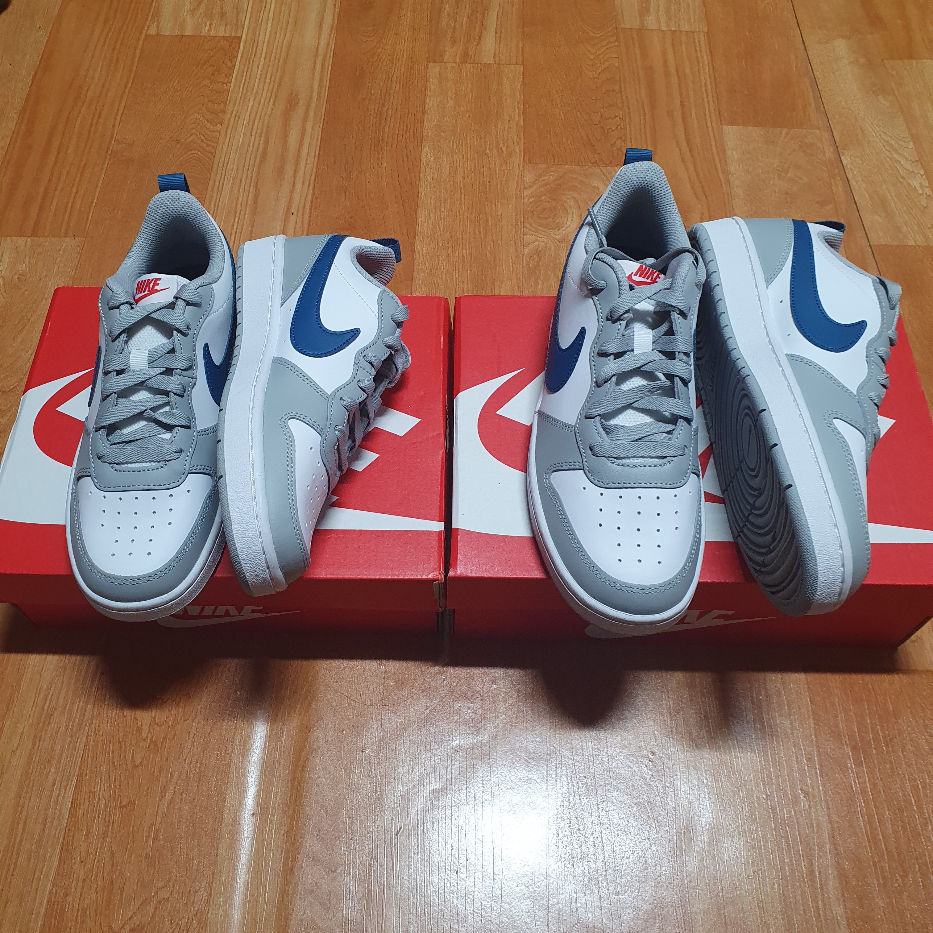 (GS) Nike Court Borough Low 2 Light Smoke Grey 착용 스타일 - 3
