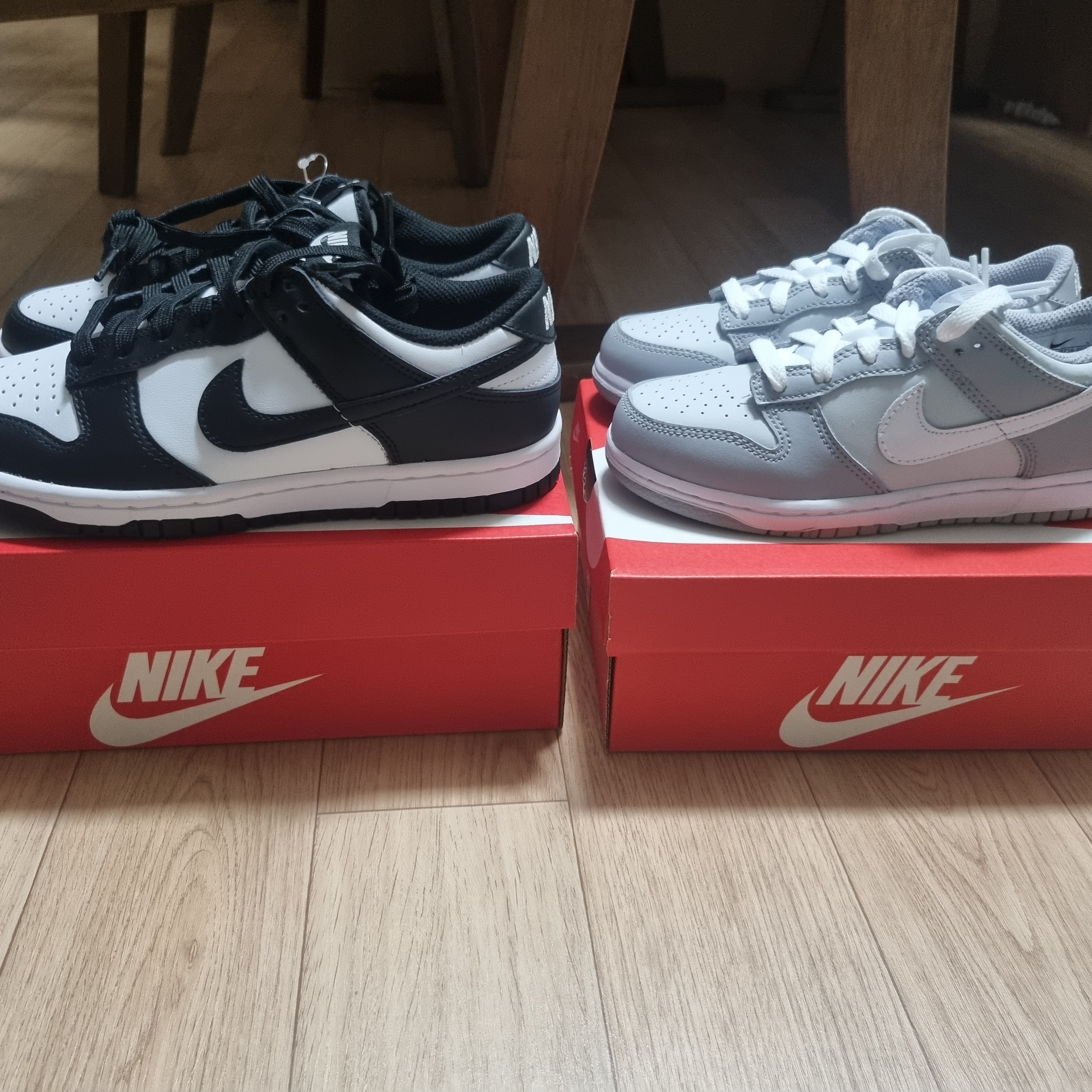 (PS) Nike Dunk Low Wolf Grey, (W) Nike Dunk Low Black 착용 스타일 - 2