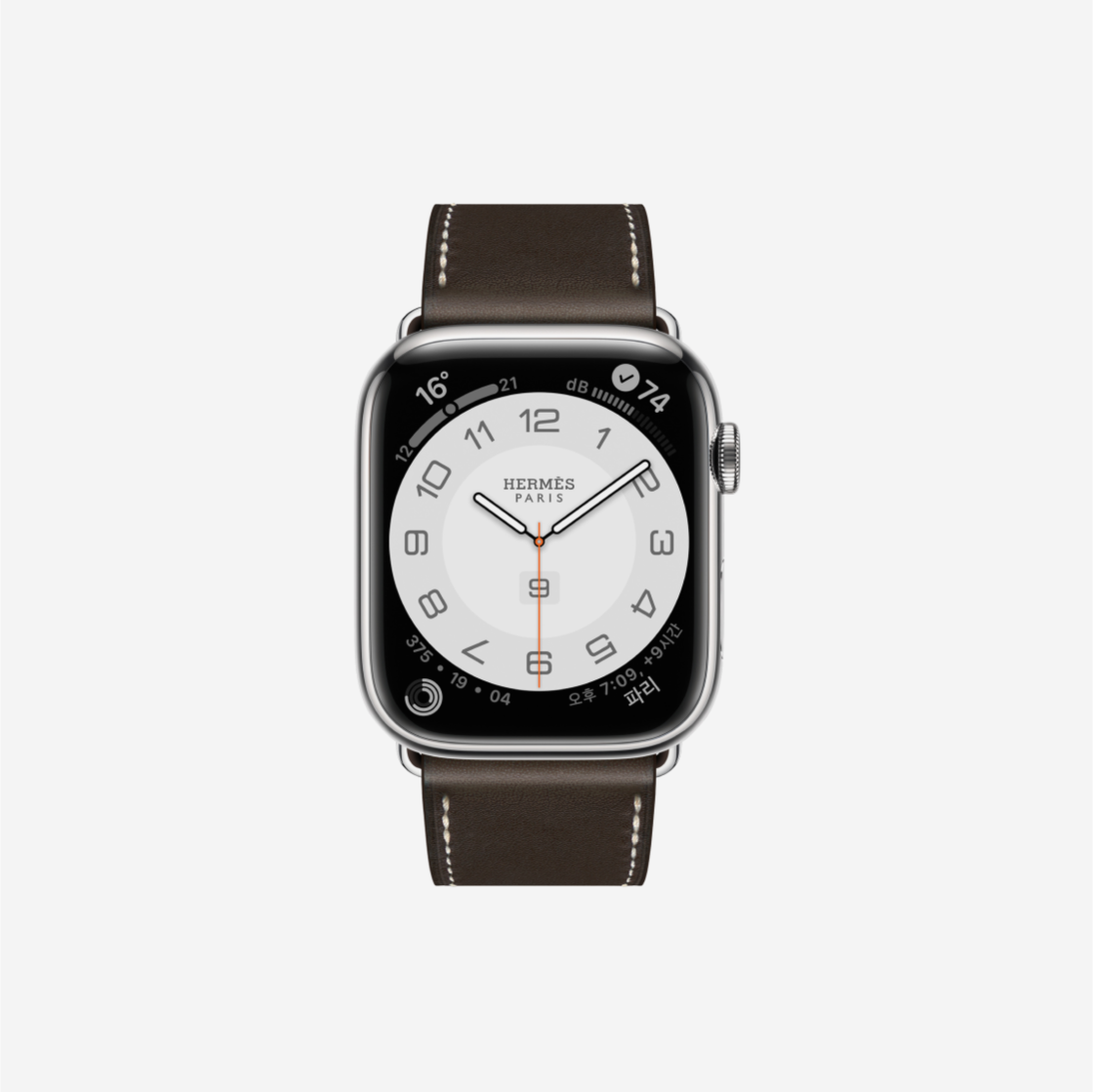 Apple Watch Hermes Series 7 45mm Silver Stainless Steel Case with Single Tour Deployment Buckle Ébène (Korean Ver.) 상세 이미지 2