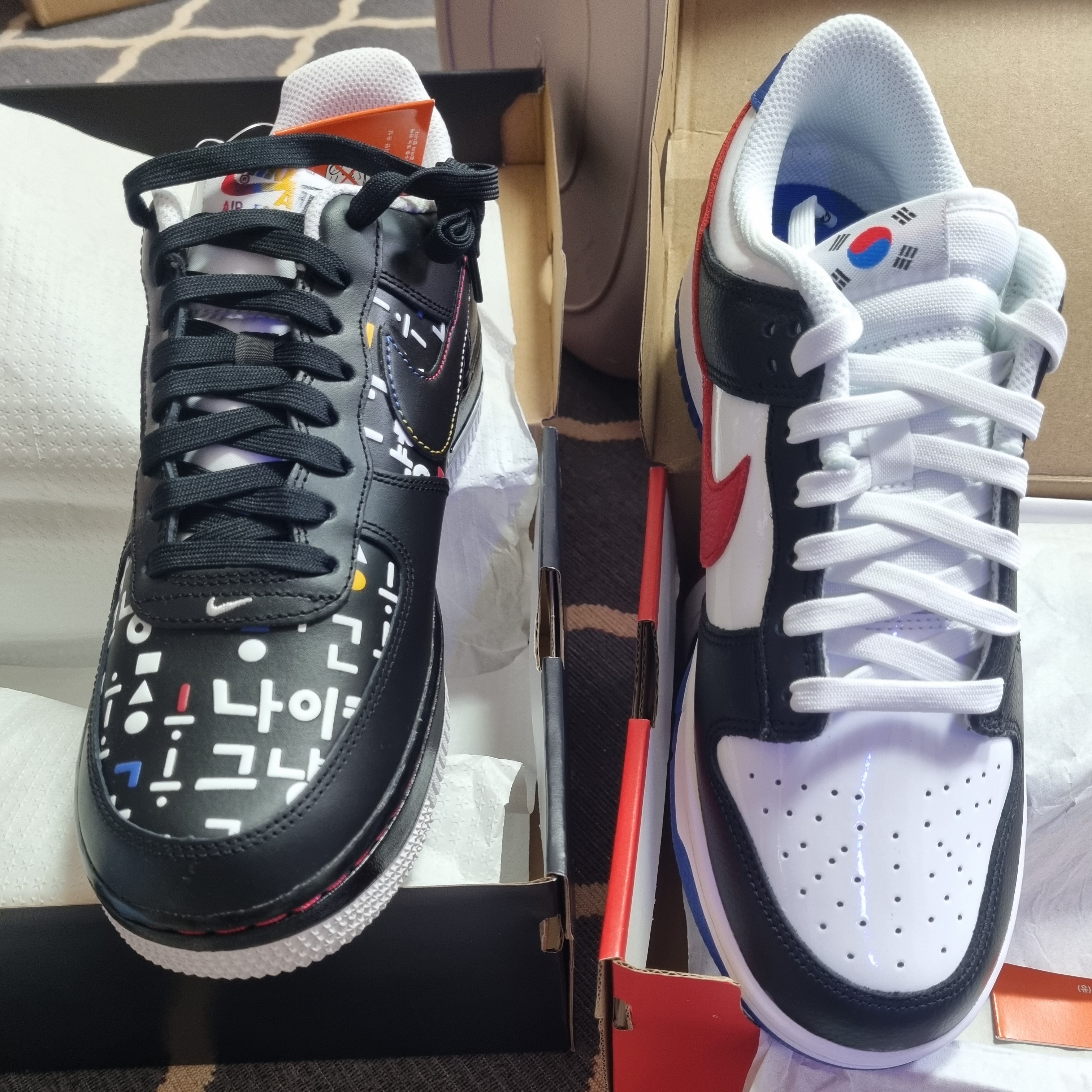 Nike Dunk Low SE Seoul, Nike Air Force 1 '07 LV8 Hangul Day 착용 스타일