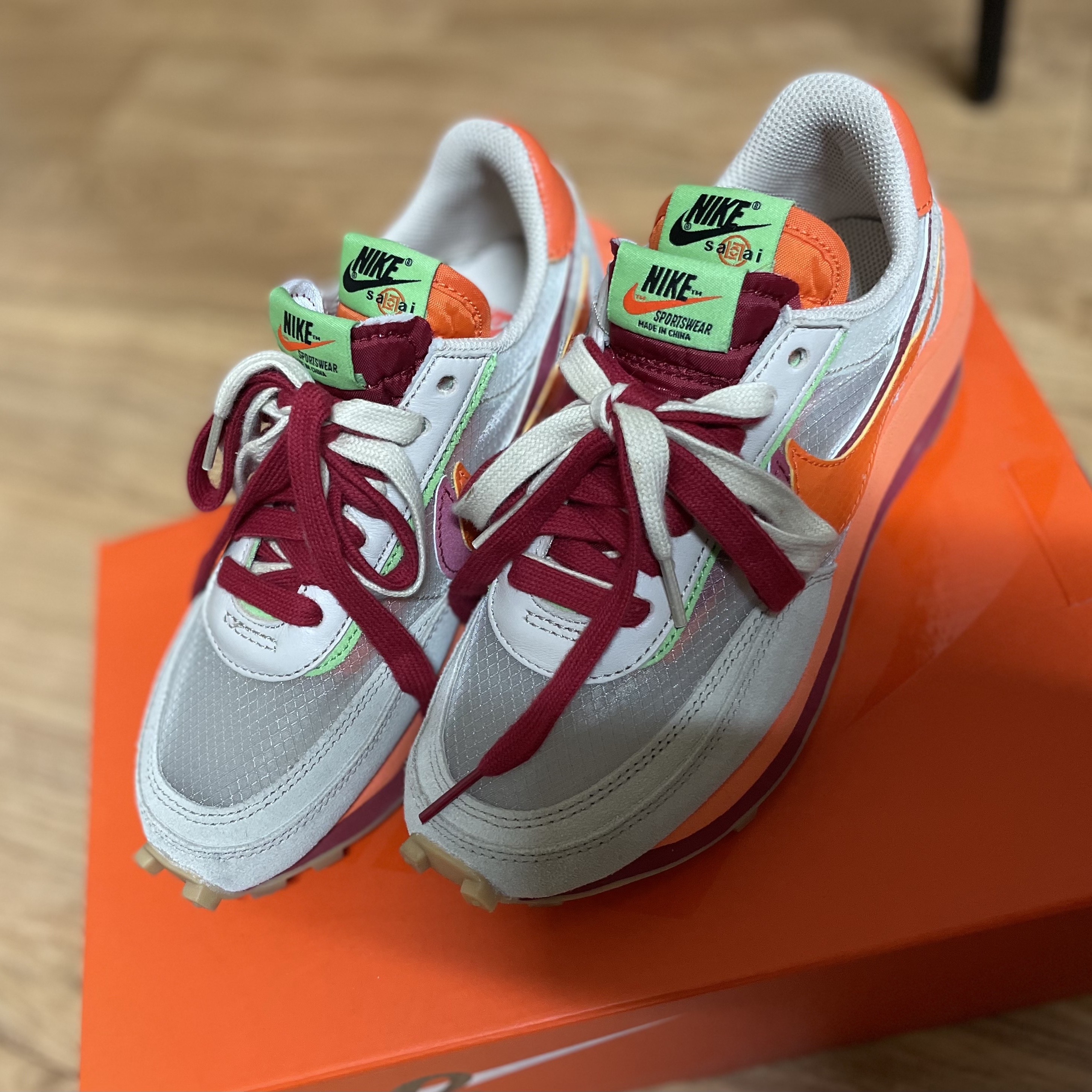 Nike x Sacai x Clot LDWaffle Orange Blaze 착용 스타일 - 2