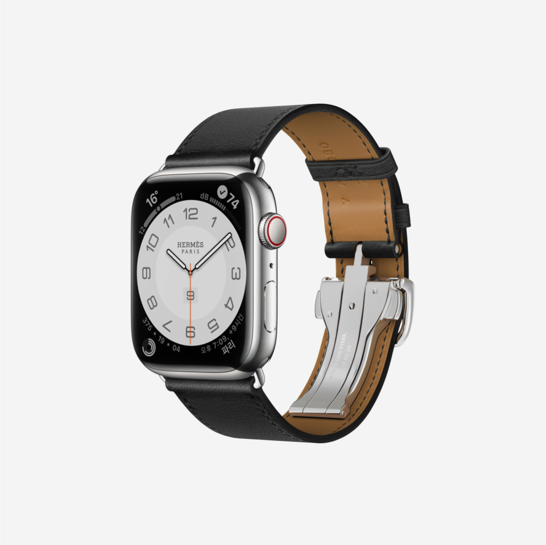 Apple Watch Hermes Series 7 45mm Silver Stainless Steel Case with Single Tour Deployment Buckle Noir (Korean Ver.) 상세 이미지 1