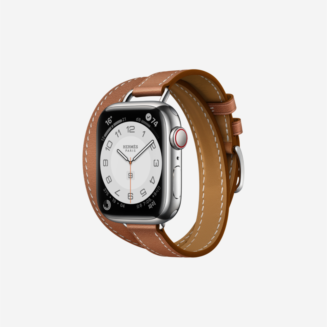 Apple Watch Hermes Series 7 41mm Silver Stainless Steel Case with Attelage Double Tour Gold (Korean Ver.) 상세 이미지 1