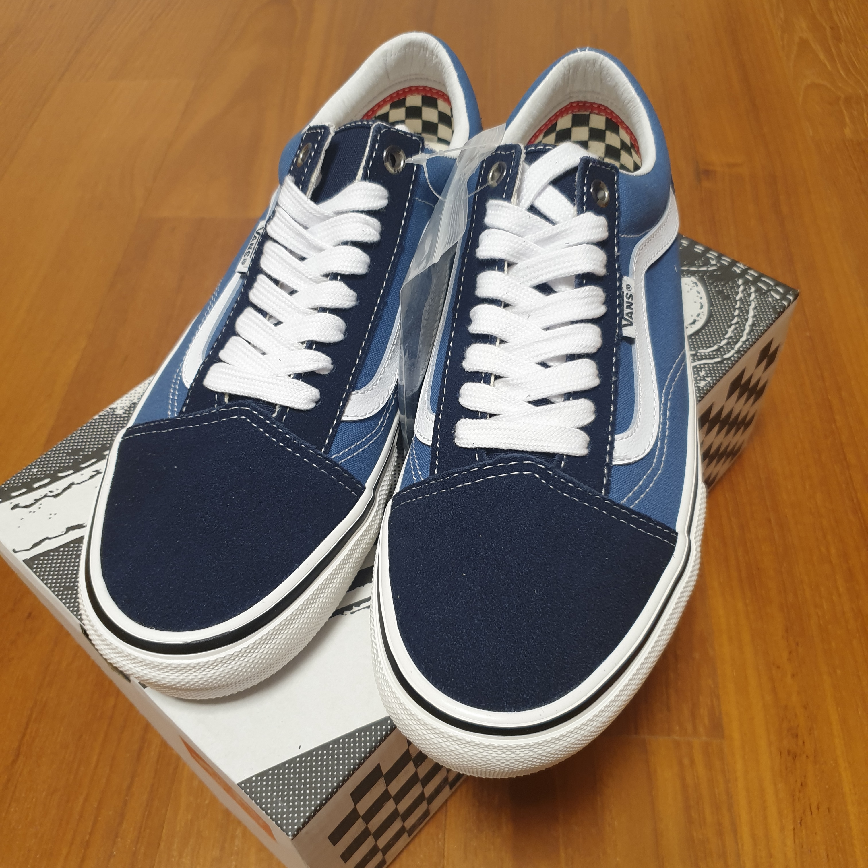 Vans x Palace Skate Old Skool Navy White 착용 스타일 - 4