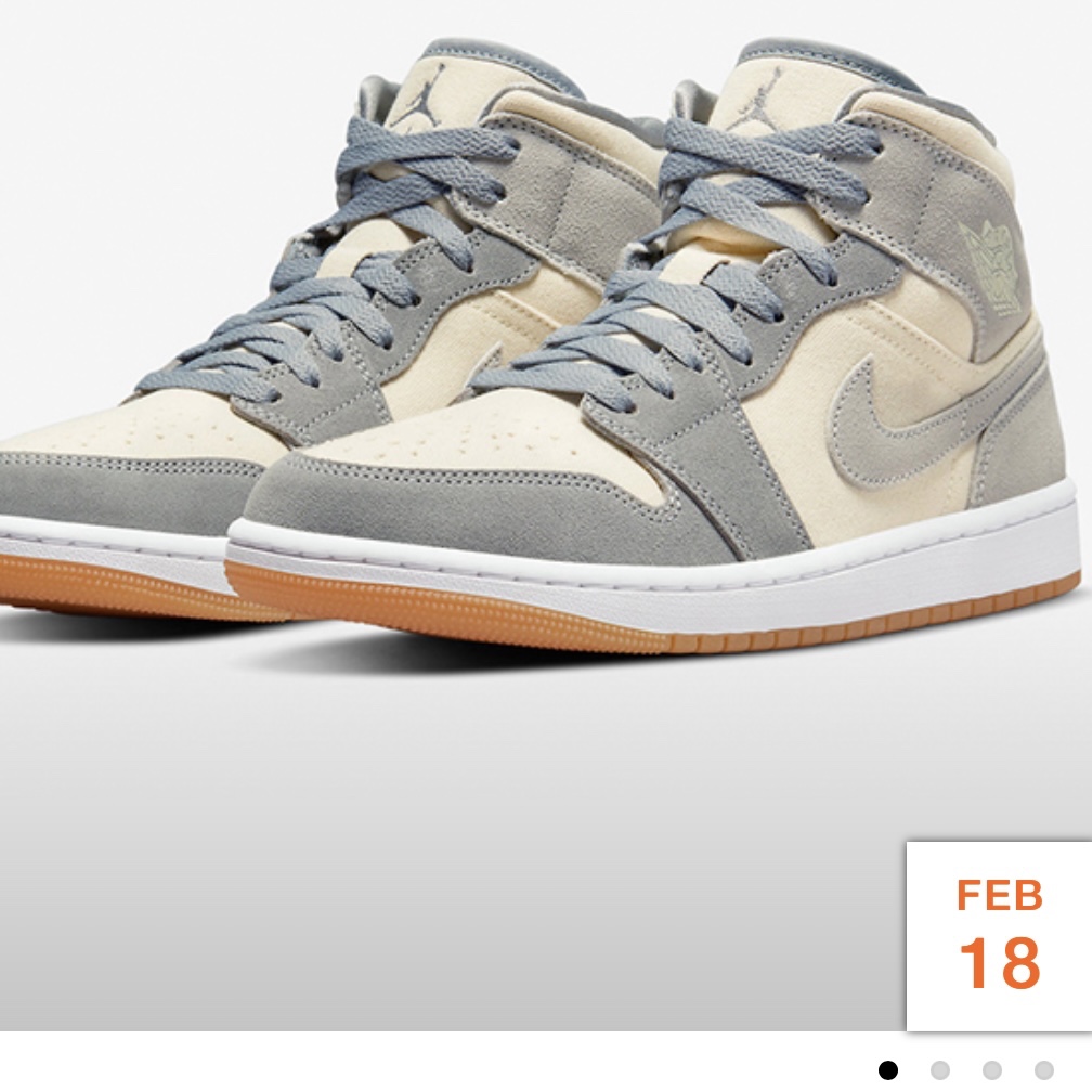 Jordan 1 Mid SE Coconut Milk Particle Grey 착용 스타일 - 1