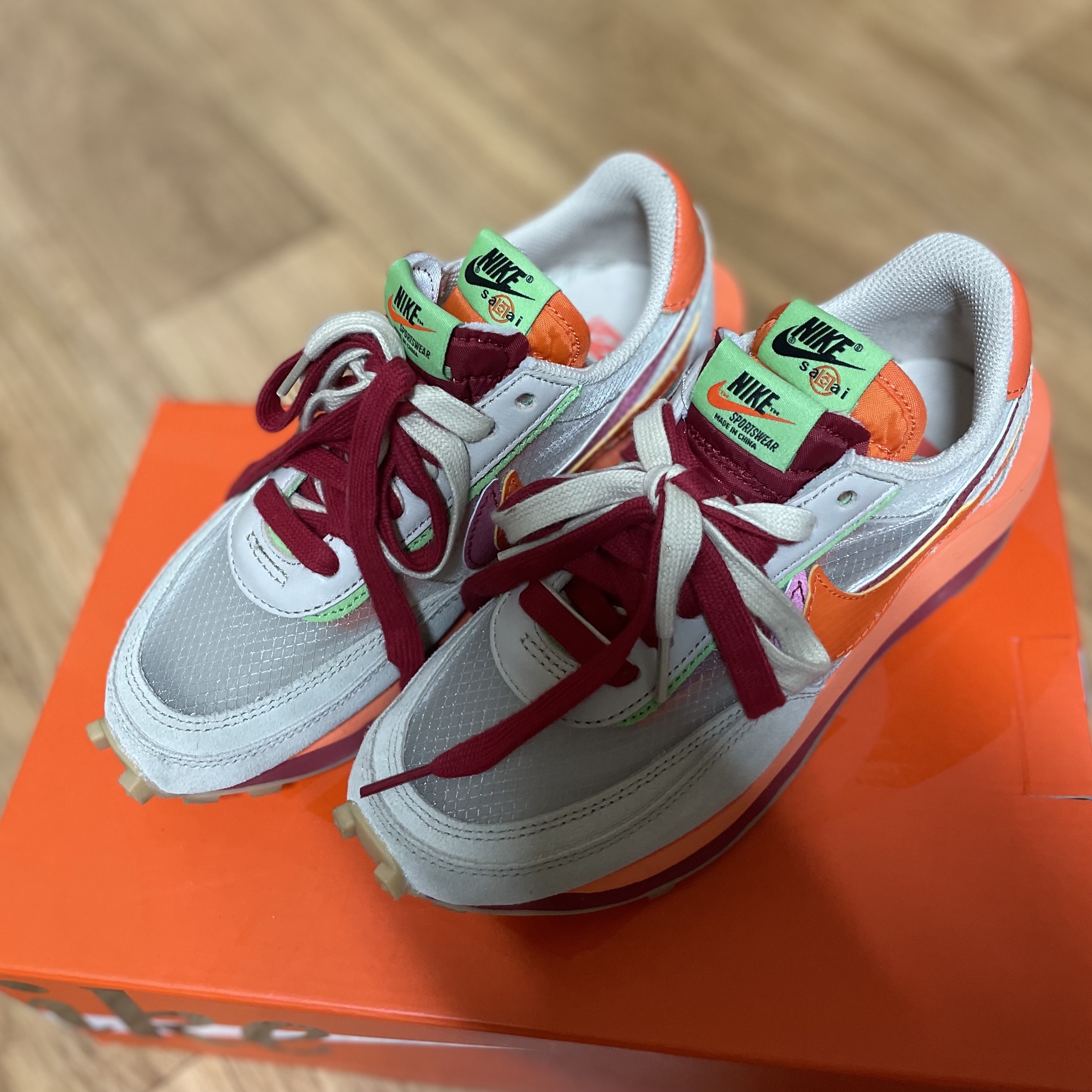 Nike x Sacai x Clot LDWaffle Orange Blaze 착용 스타일 - 1