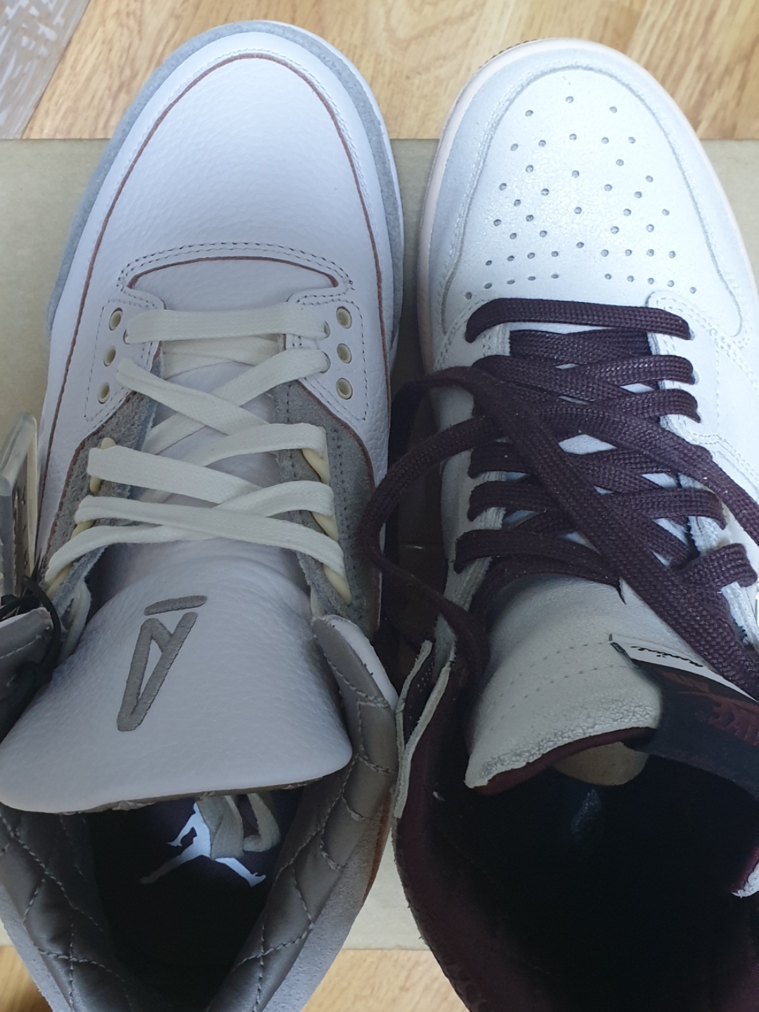 Jordan 1 x A Ma Maniere Retro High OG SP Sail and Burgundy, (W) Jordan 3 x A Ma Maniere Retro SP 착용 스타일 - 1