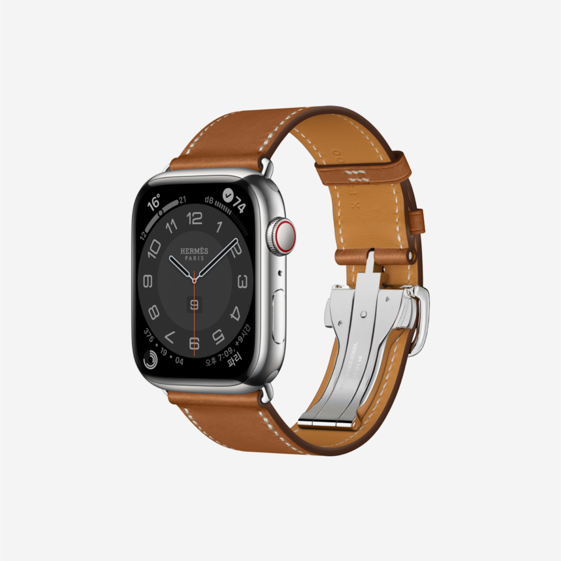 Apple Watch Hermes Series 7 45mm Silver Stainless Steel Case with Single Tour Deployment Buckle Fauve (Korean Ver.) 상세 이미지 1