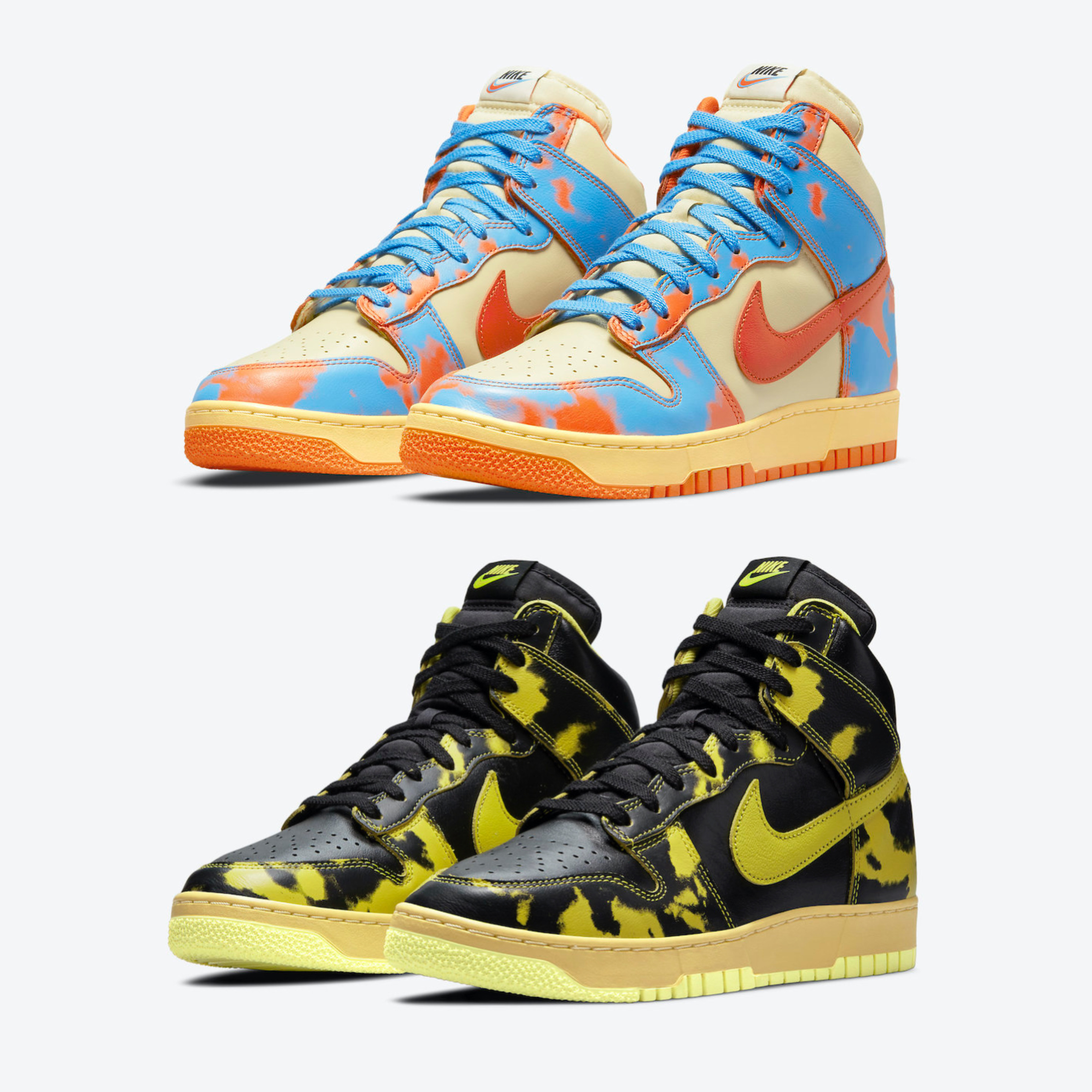 Nike Dunk High 1985 SP Orange Acid Wash, Nike Dunk High 1985 SP Yellow Acid Wash 착용 스타일 - 2