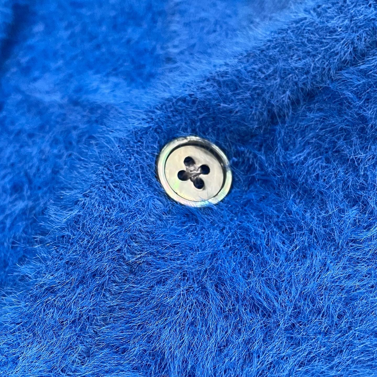 Stussy Shaggy Cardigan Royal Blue 착용 스타일 - 2