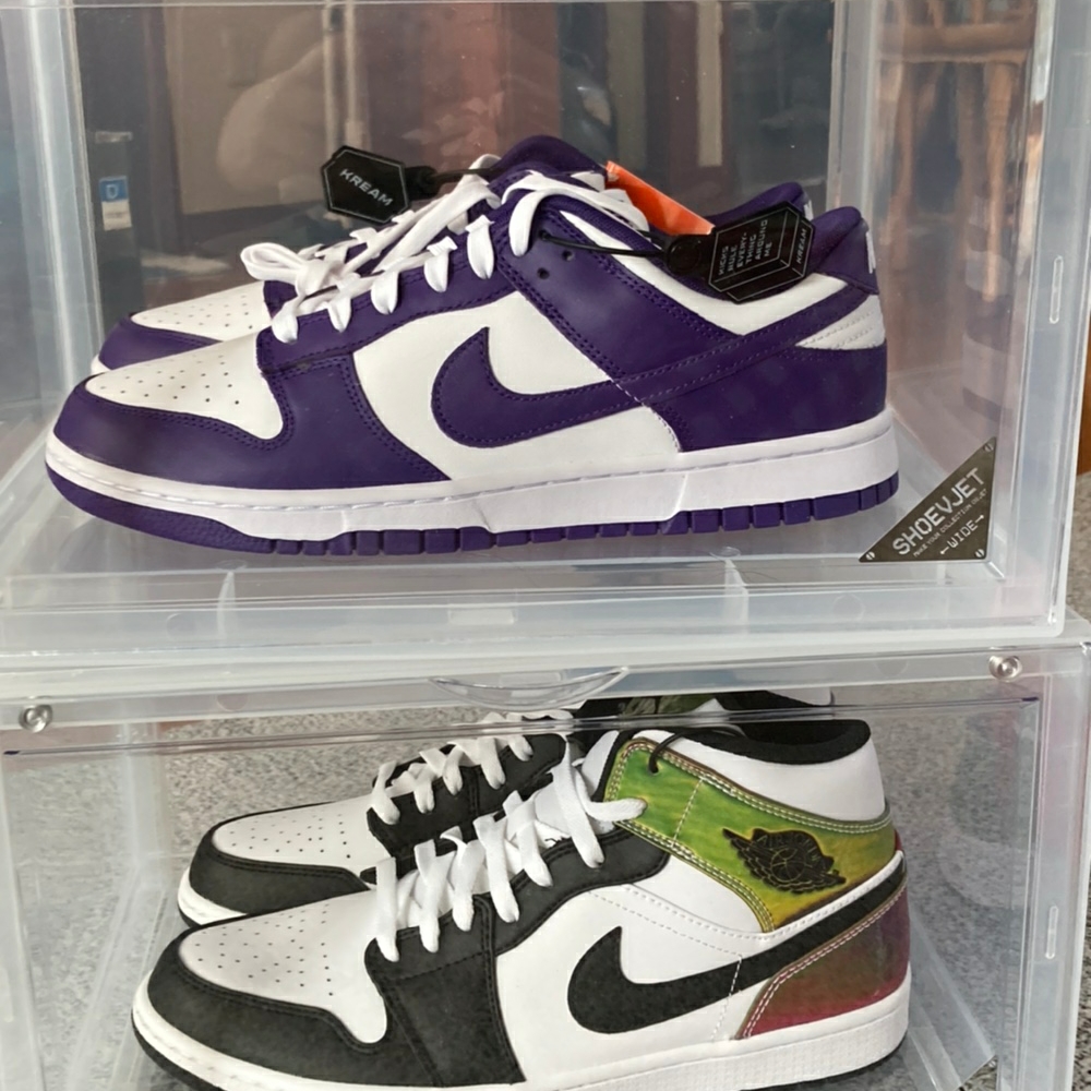 Nike Dunk Low Retro Championship Court Purple, Jordan 1 Mid SE Heat Reactive 착용 스타일