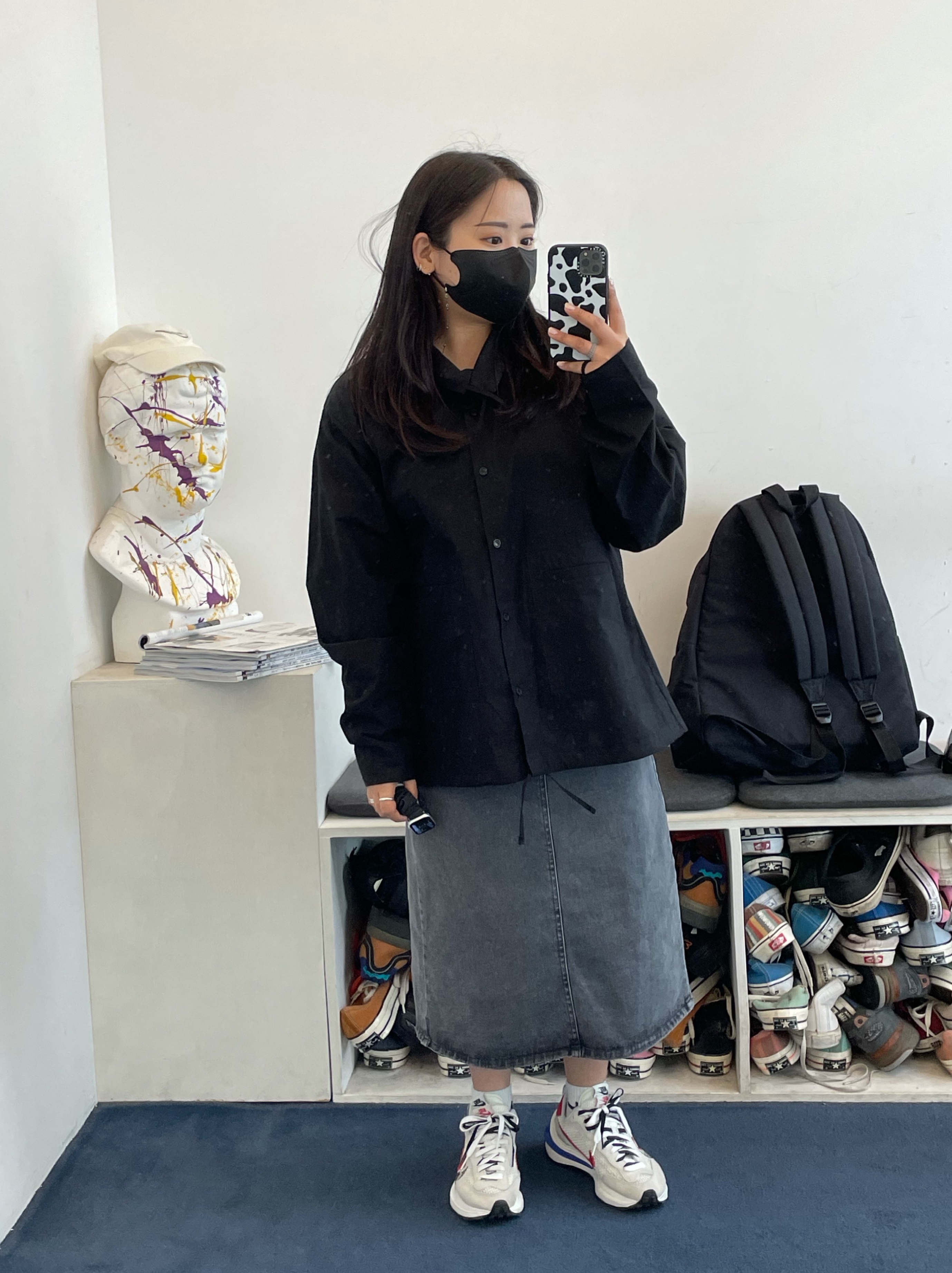 Nike x Sacai VaporWaffle Royal Fuchsia 착용 스타일 - 2