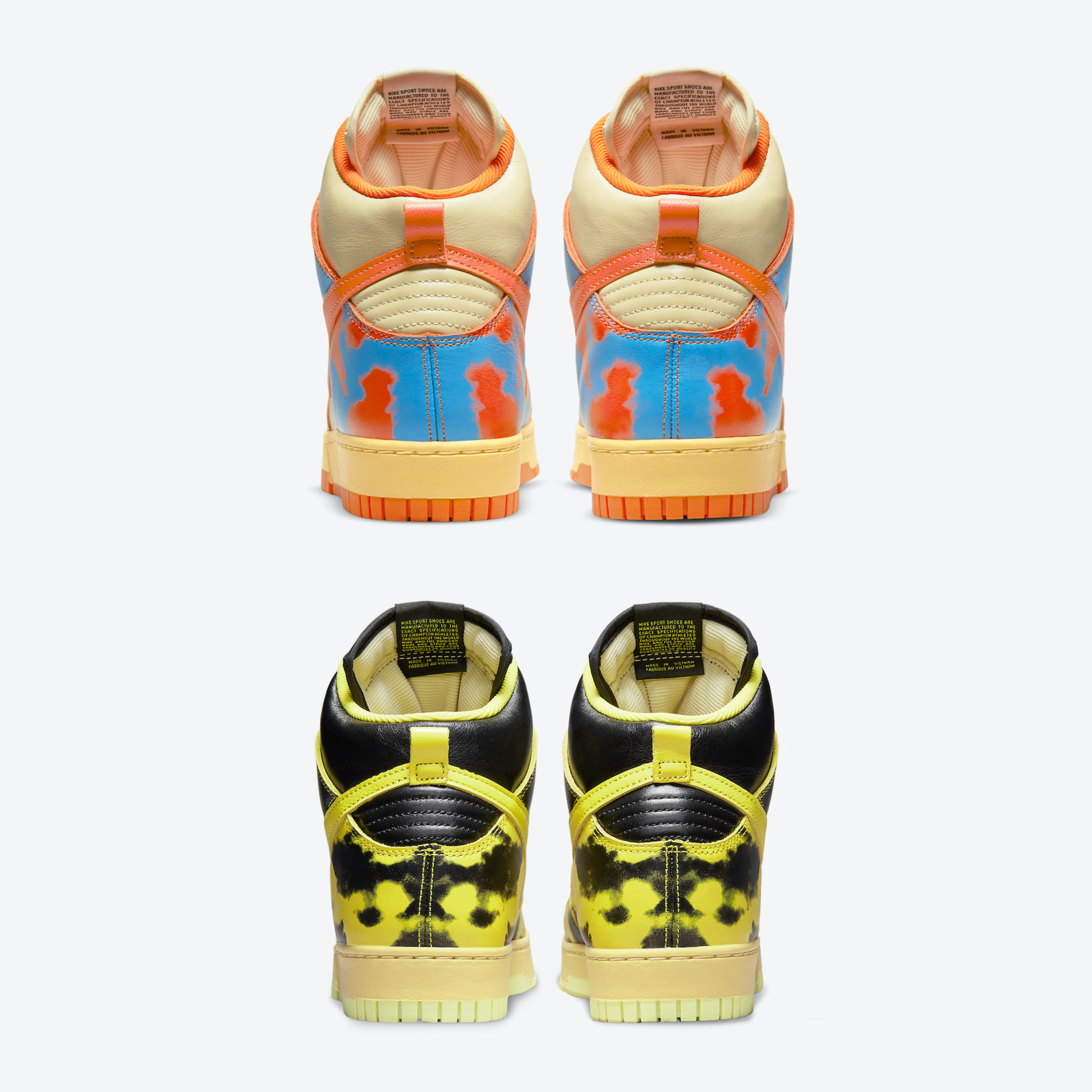 Nike Dunk High 1985 SP Orange Acid Wash, Nike Dunk High 1985 SP Yellow Acid Wash 착용 스타일 - 3