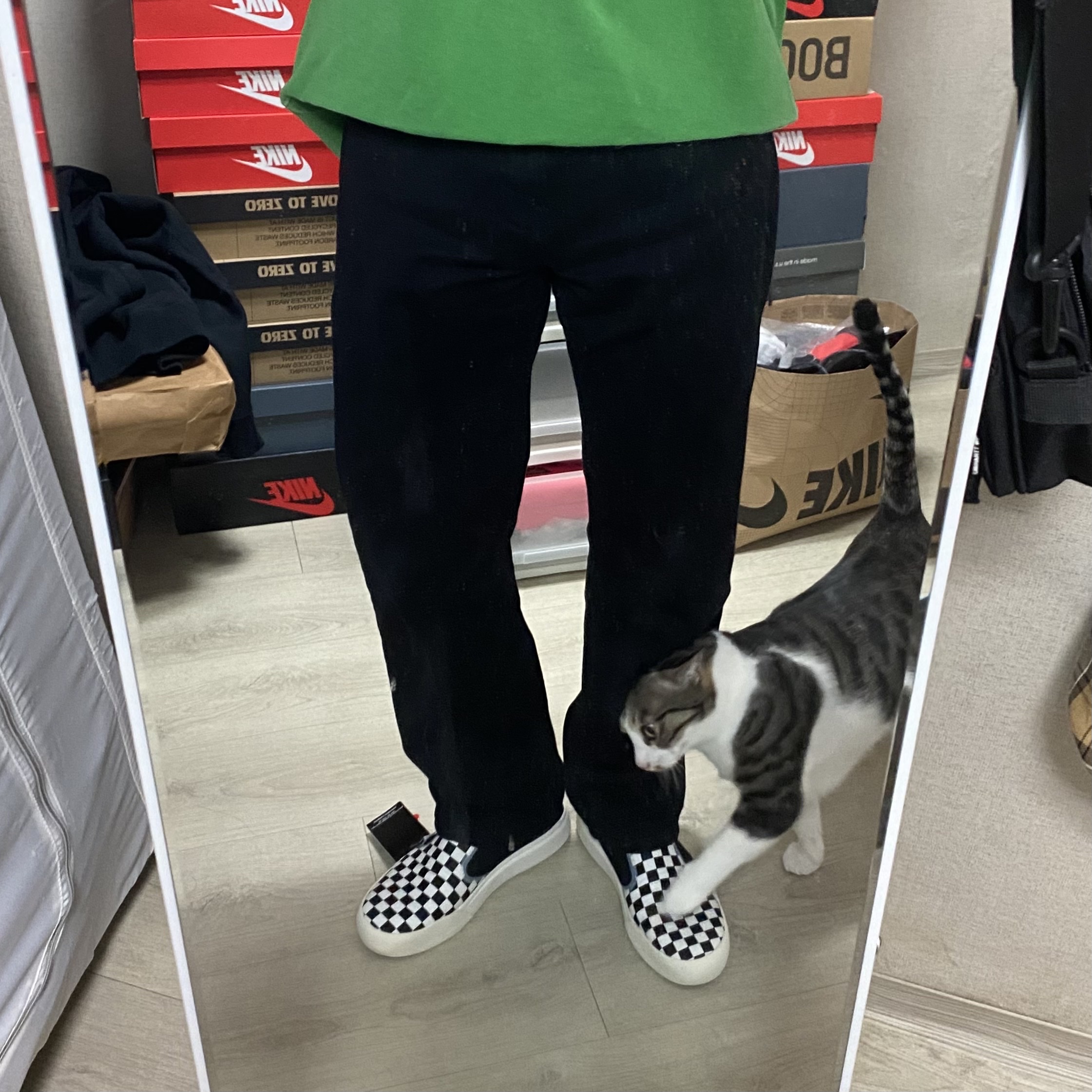 Vans Checkerboard Comfycush One Black 착용 스타일 - 5