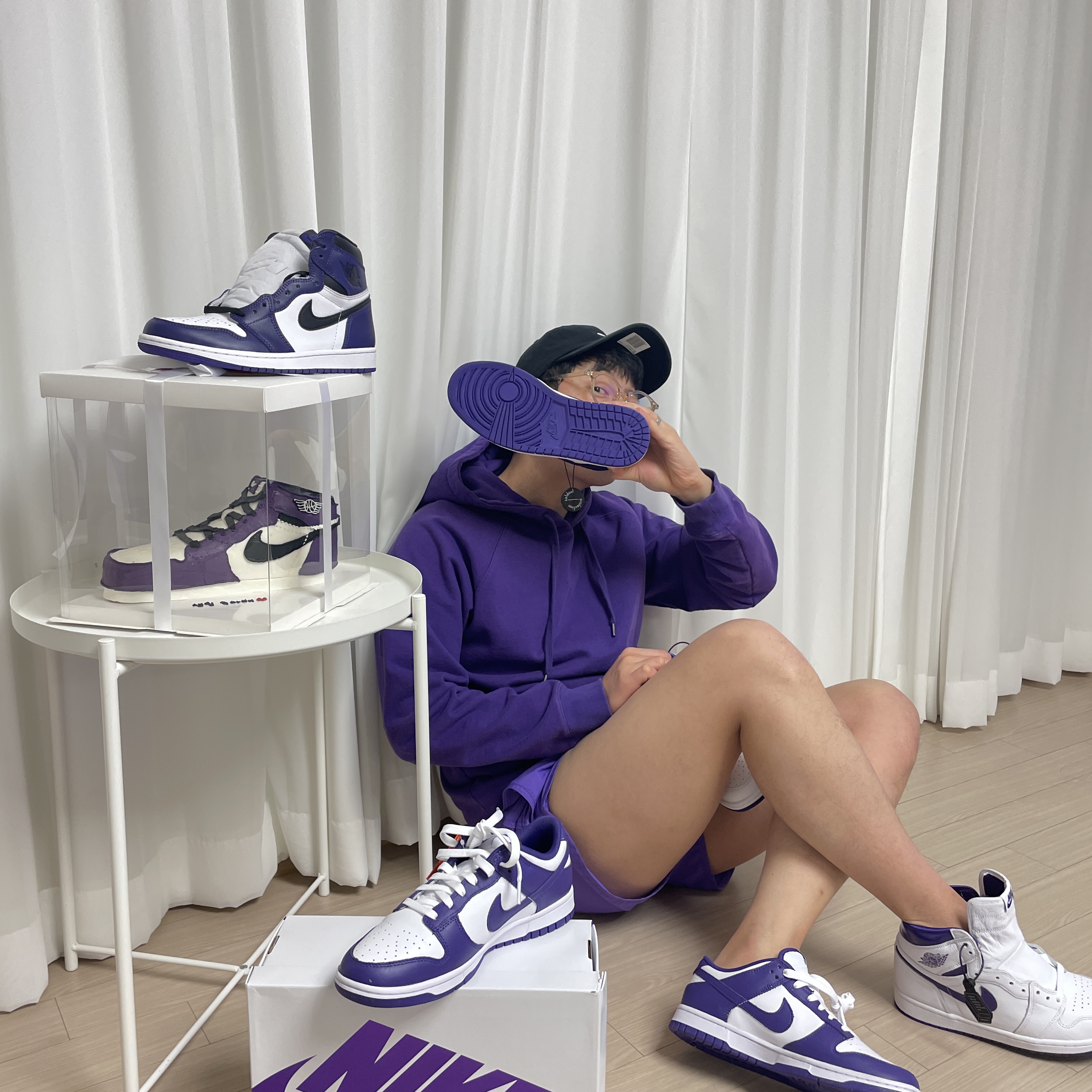 Nike Dunk Low Retro Championship Court Purple, Jordan 1 Retro High OG Court Purple 2020 착용 스타일 - 2