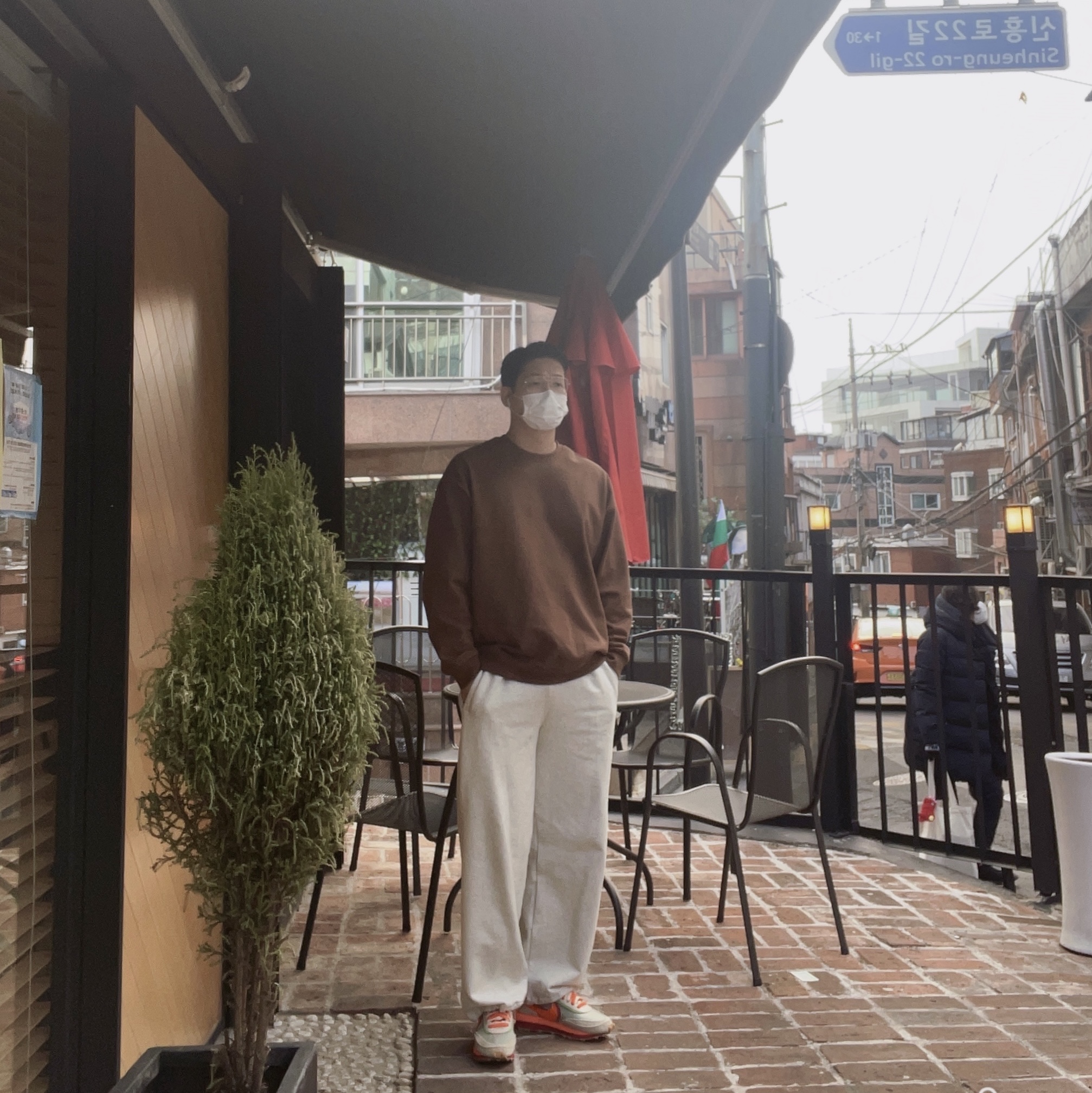 Nike x Sacai x Clot LDWaffle Orange Blaze 착용 스타일