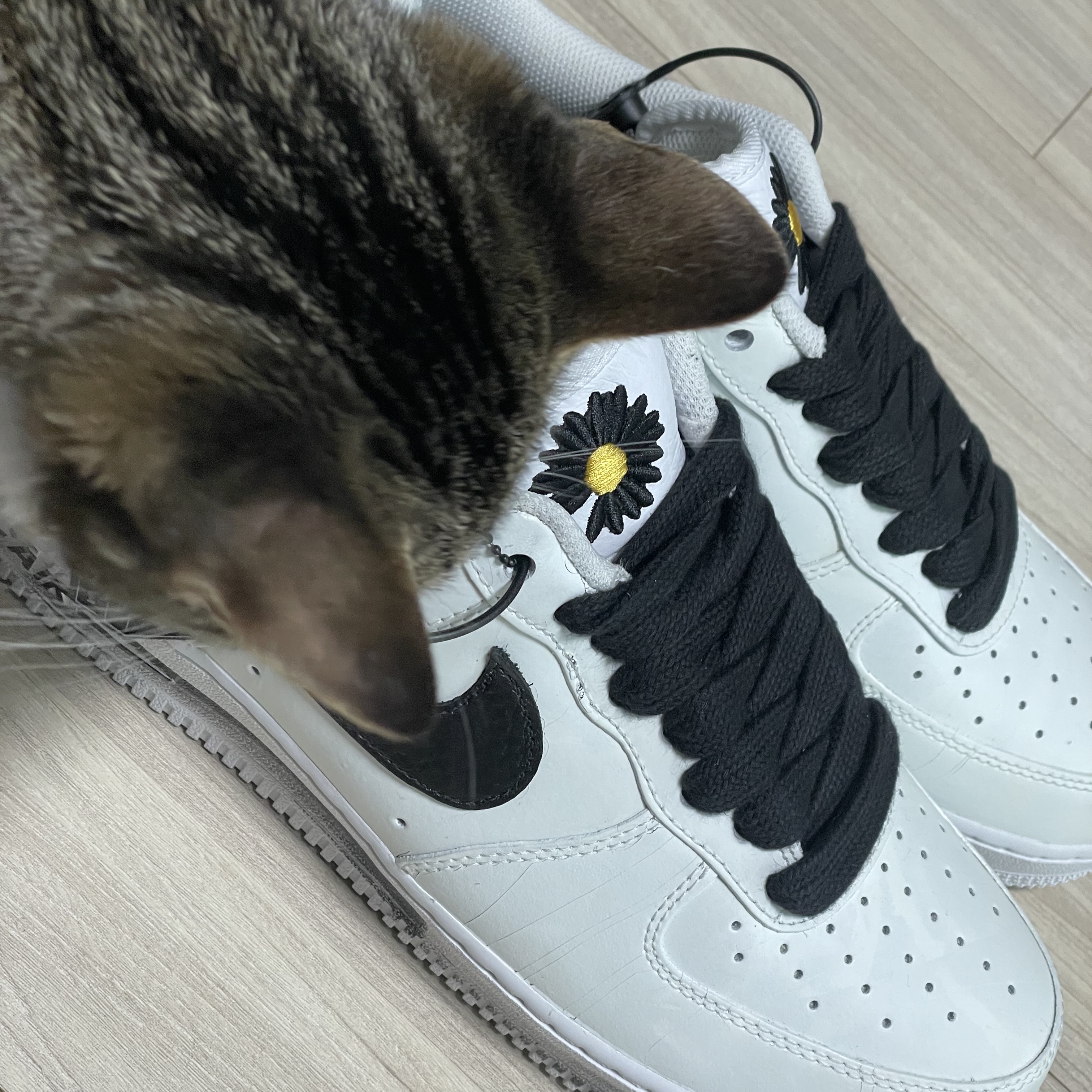 Nike x Peaceminusone Air Force 1 Low Para-Noise 2.0, Nike Air Force 1 '07 Low White 착용 스타일 - 1