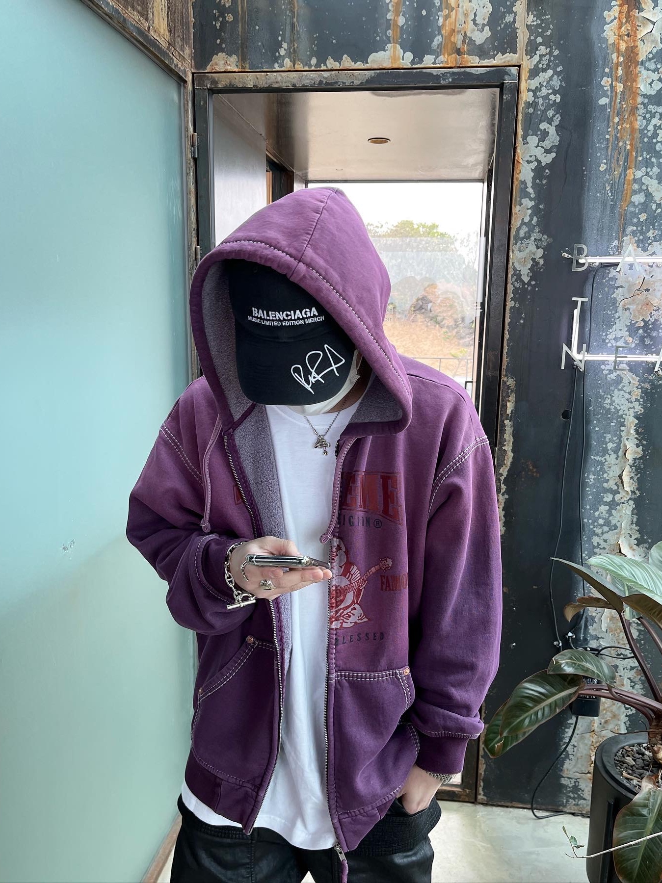 Supreme x True Religion Zip Up Hooded Sweatshirt Purple - 21FW 착용 스타일
