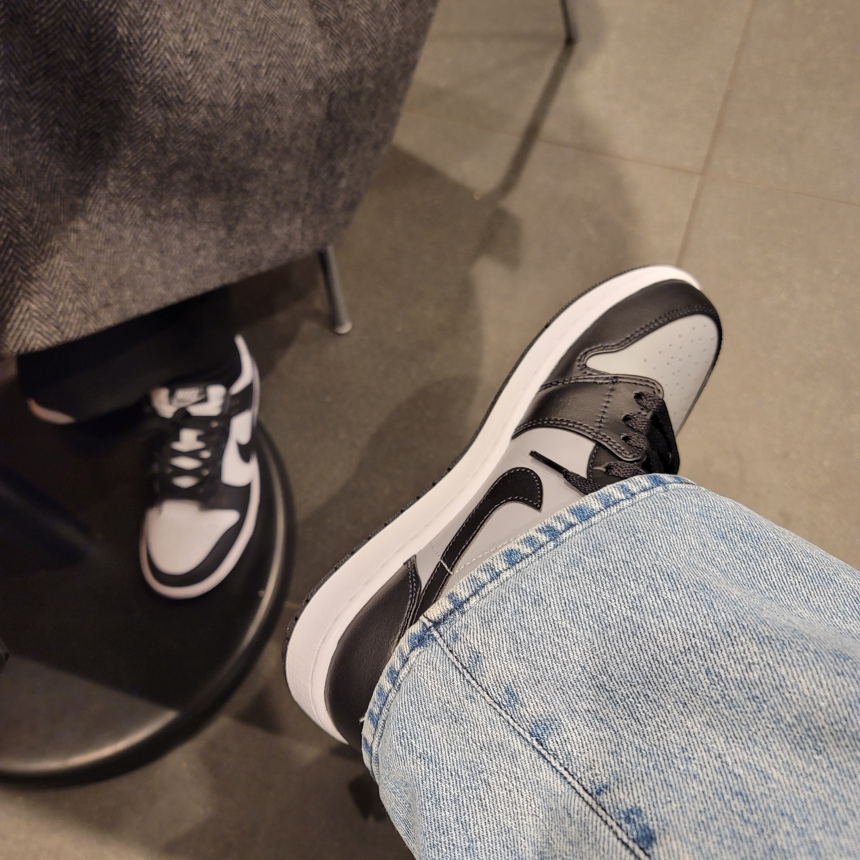Jordan 1 Mid Shadow, (W) Nike Dunk Low Black 착용 스타일 - 2