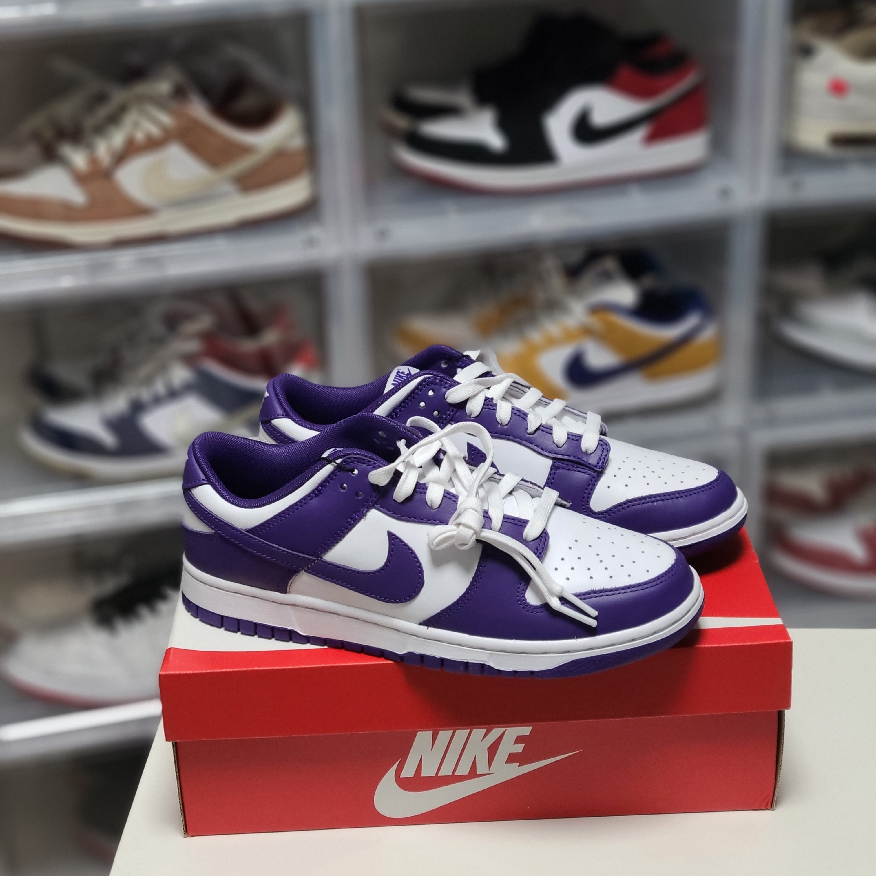 Nike Dunk Low Retro Championship Court Purple 착용 스타일 - 1