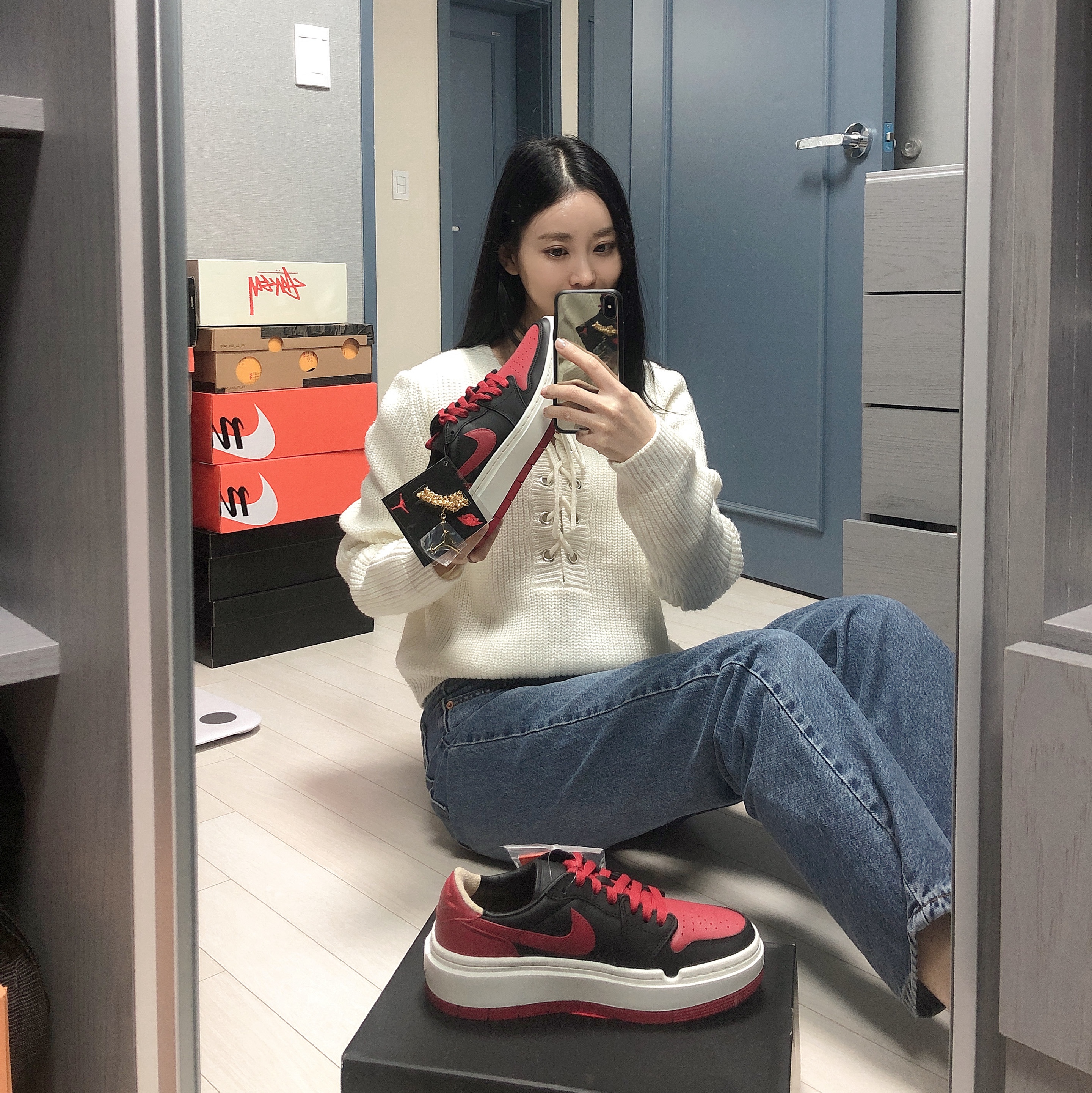 (W) Jordan 1 Elevate Low SE Bred 착용 스타일
