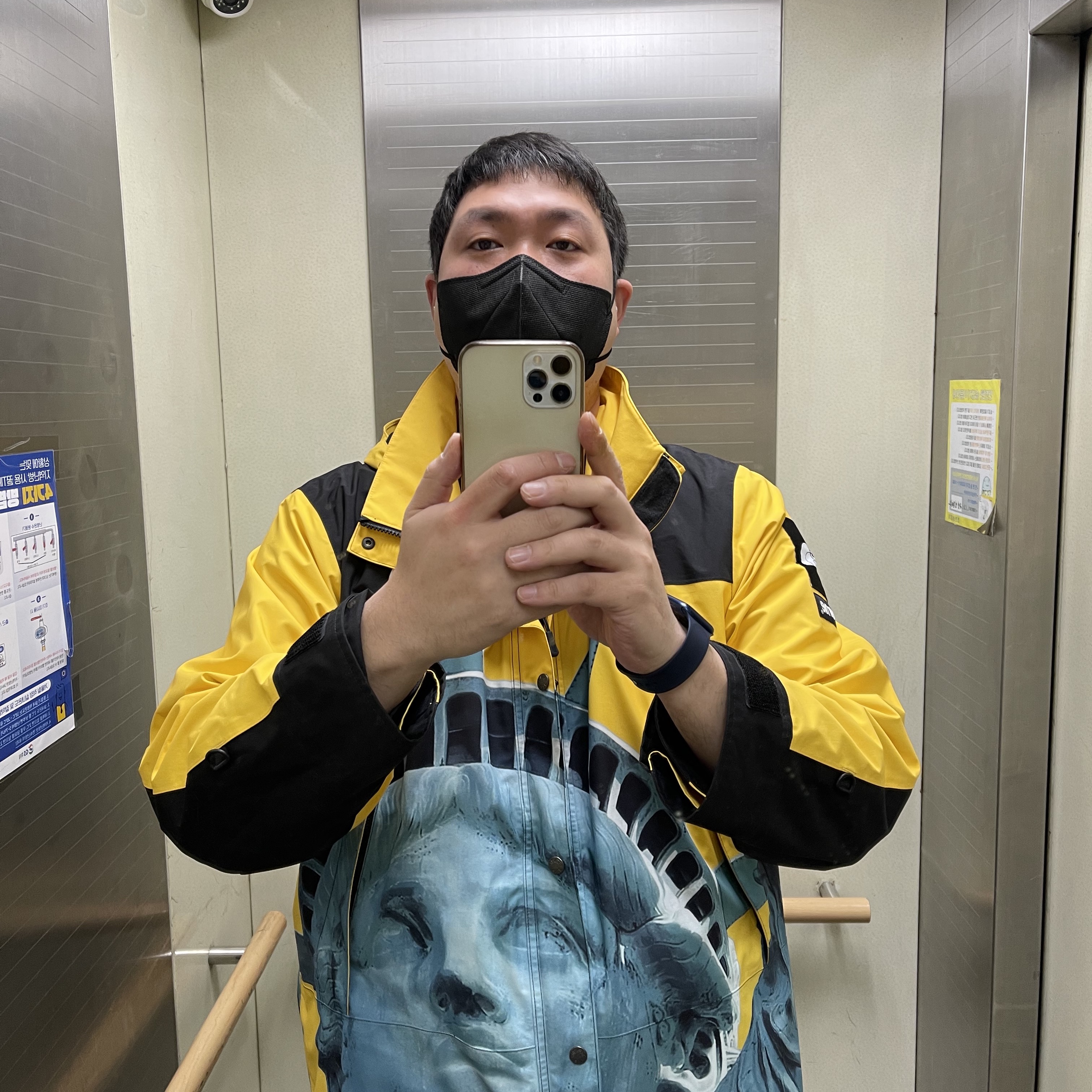 Supreme x The North Face Statue of Liberty Mountain Jacket Yellow - 19FW, Jordan 4 x Union Retro Off Noir 착용 스타일 - 1